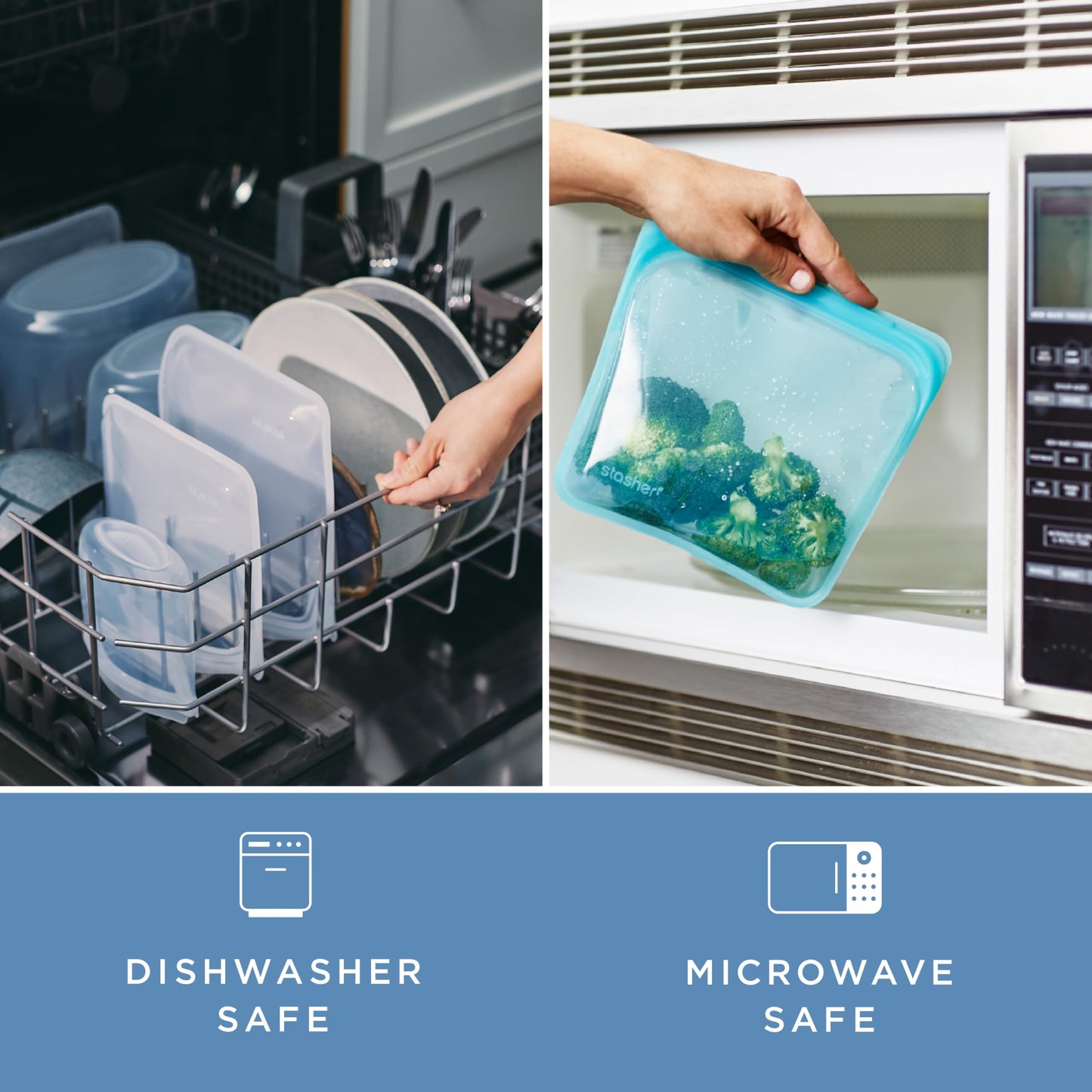 Stasher Silicone Reusable Storage Bag, 8-Cup Bowl, Reusable Freezer Bags, Microwave, Dishwasher, Oven Safe, Sous Vide, Premium Lunch Container, Eco Friendly, Food-safe Silicone Snack Bag, 64 oz, Clear