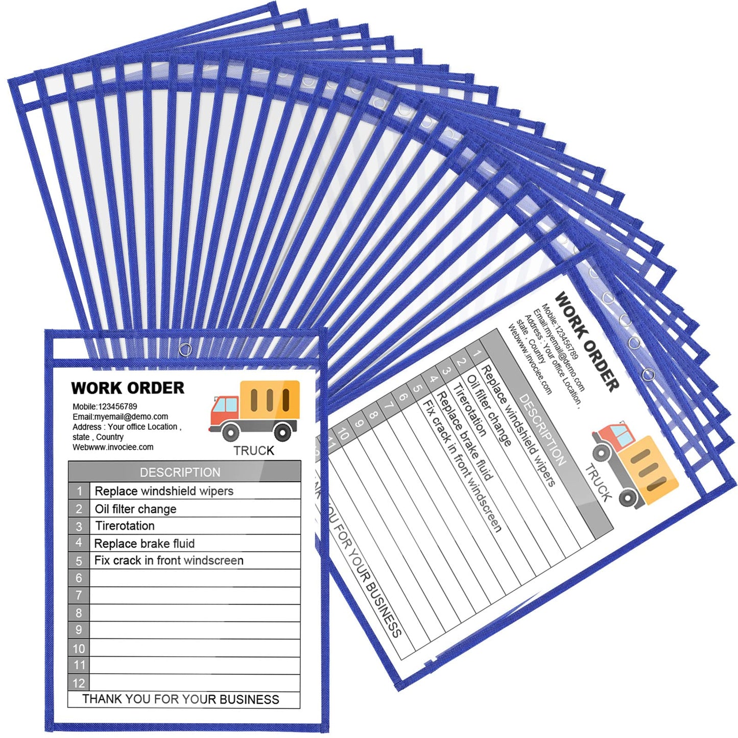 56 Pack Job Ticket Holders Reusable Dry Erase Pockets Plastic 10 x 13.8 Inch Shop Ticket Holders Sheet Protectors Job Order Pockets Teacher Supplies for Office Classroom Organization