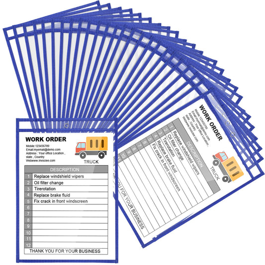 56 Pack Job Ticket Holders Reusable Dry Erase Pockets Plastic 10 x 13.8 Inch Shop Ticket Holders Sheet Protectors Job Order Pockets Teacher Supplies for Office Classroom Organization