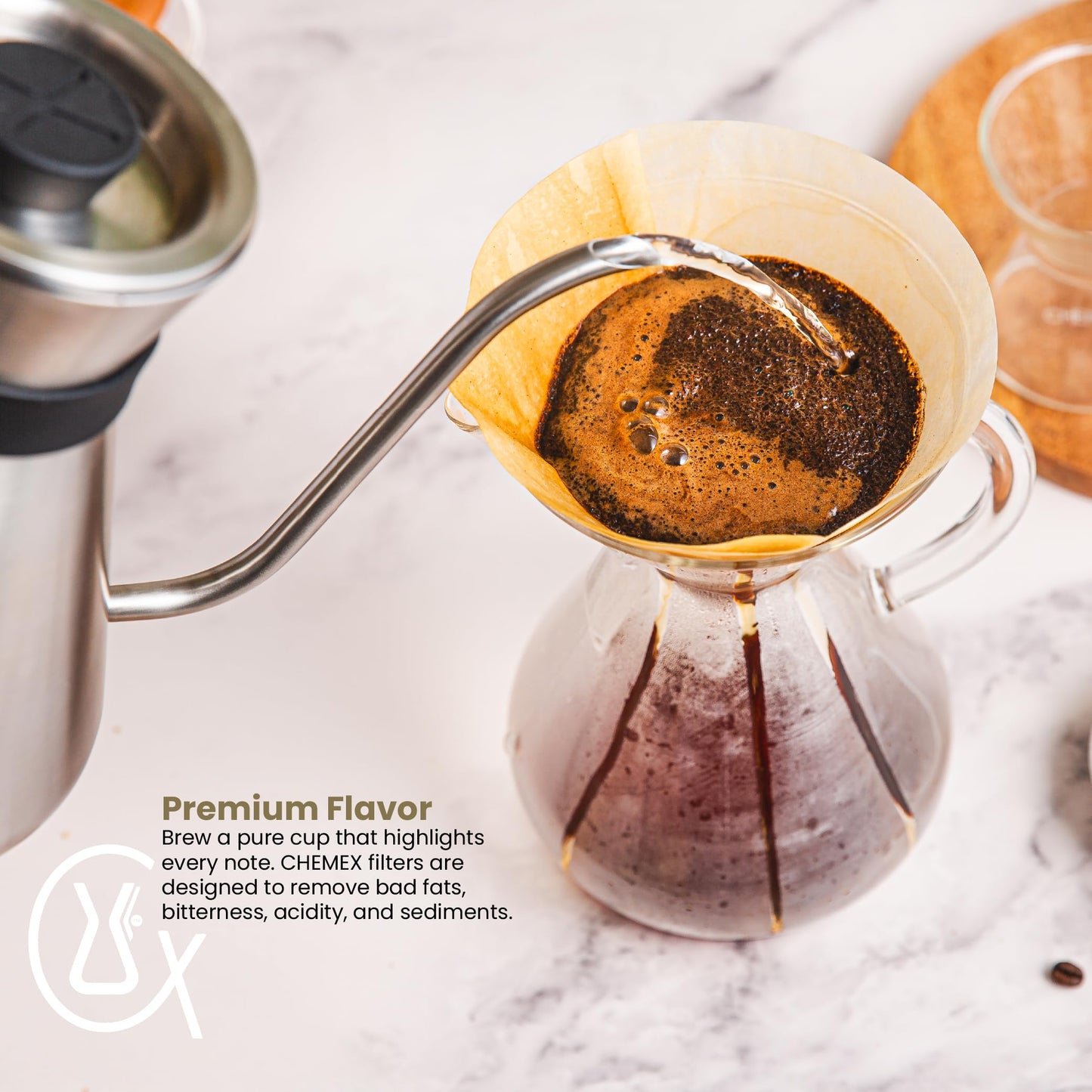 Chemex Bonded Filter - Half Moon - 100 ct - 2 Pack - Exclusive Packaging