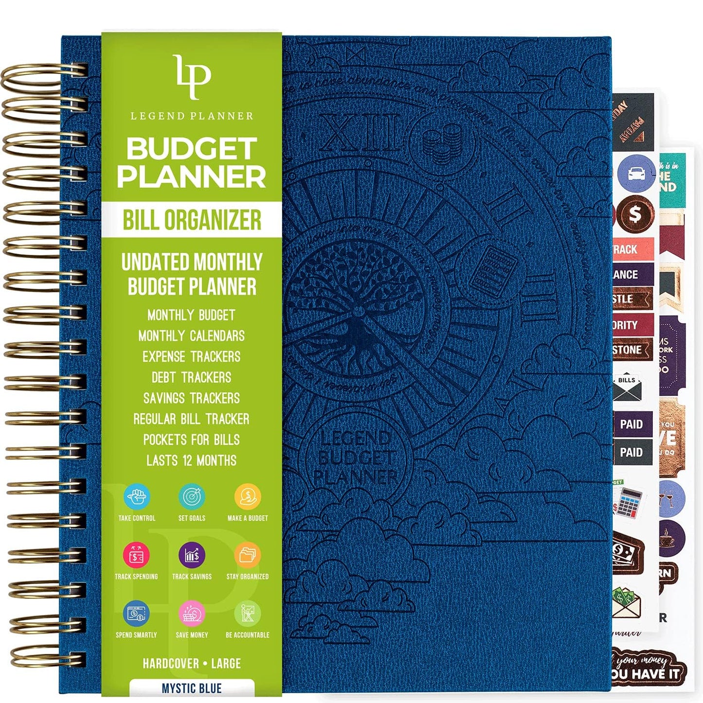 Legend Budget Planner & Monthly Bill Organizer with Pockets – Home Finance & Expense Tracker – Notebook for Household Budgeting (Mystic Blue)