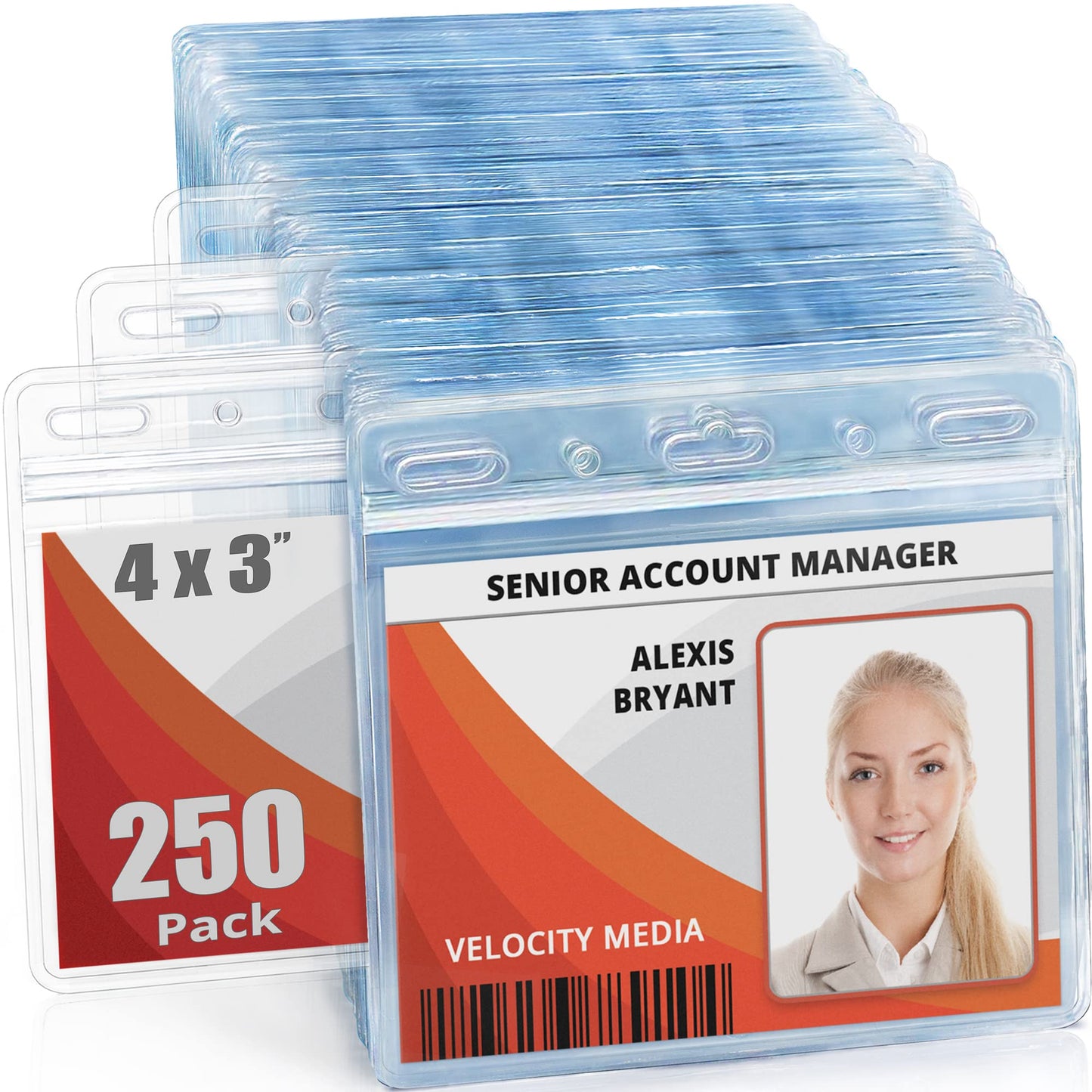 Mifflin-USA Card Protector (Clear, 4x3 Inches, 250 Pack), Waterproof and Resealable Horizontal Plastic ID Name Badge Holders