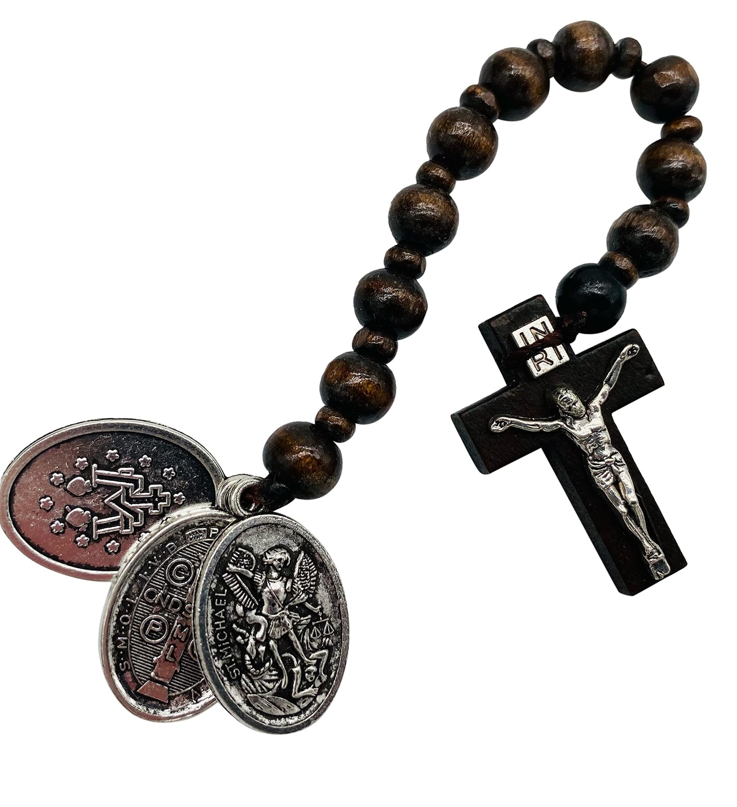 Westmon Works St Michael Wooden Pocket Rosary Saint Bulk Set with Holy Prayer Cards, Pack of 12