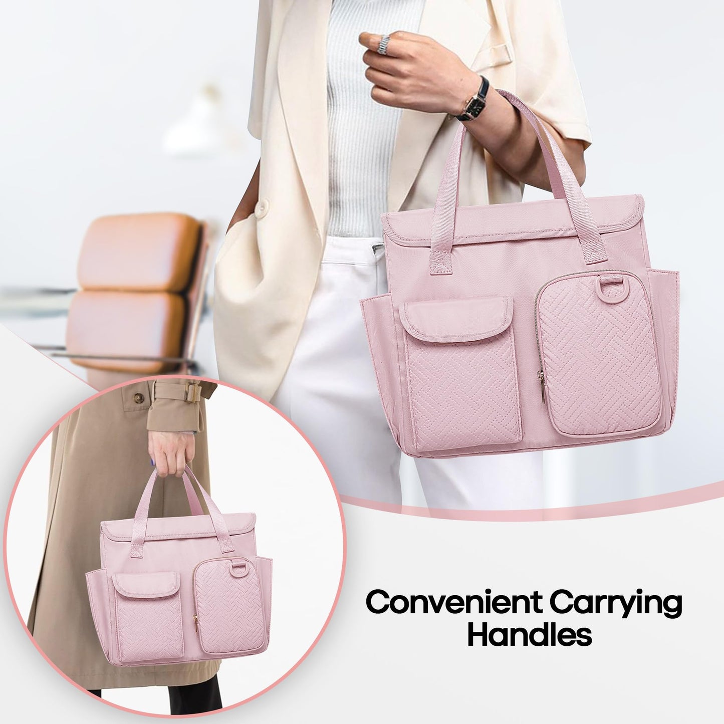 Prokva Hanging File Organizer Box with Lid, Portable Document Organizer Bag with Handle, Suitable for Letter Size Hanging File Folders, Pink