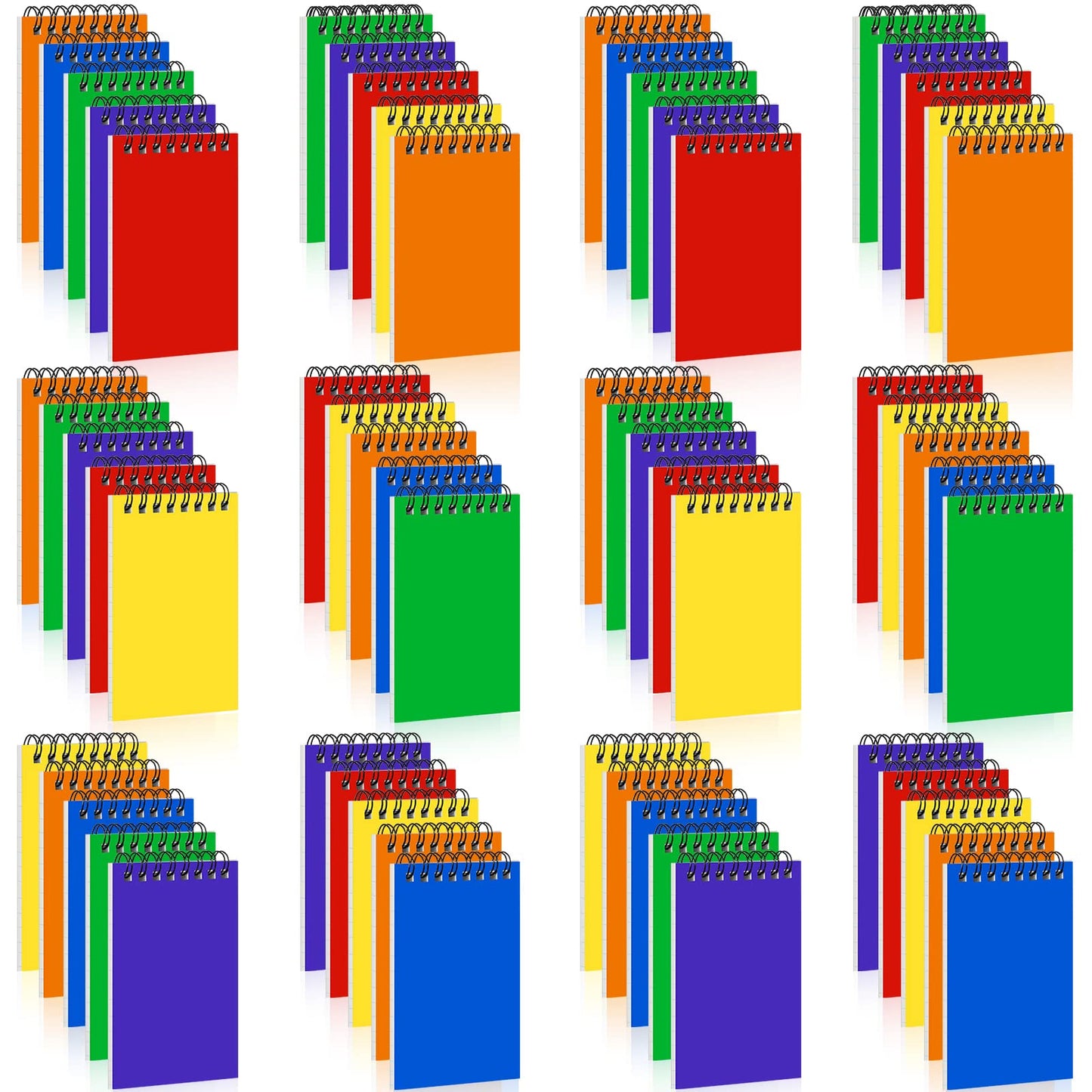 Meanplan 60 Pack Spiral Memo Pads 3 x 5 Inch Spiral Journal Lined Wirebound College Ruled Notebook Solid Colors, 75 Sheets/pad, Notebook for School Travel Office Business Supplies