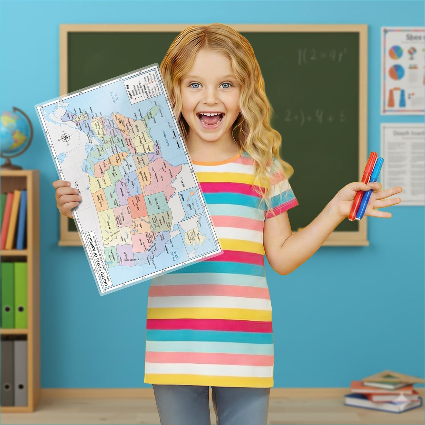 World Geography Map Set – 9-Pack Laminated 11x17 Dry Erase Study Maps | Double-Sided Classroom Learning Tools with Color Maps Front & Blank Outline Backs | Reusable Homeschool Practice, Test Prep & Memorization Aid
