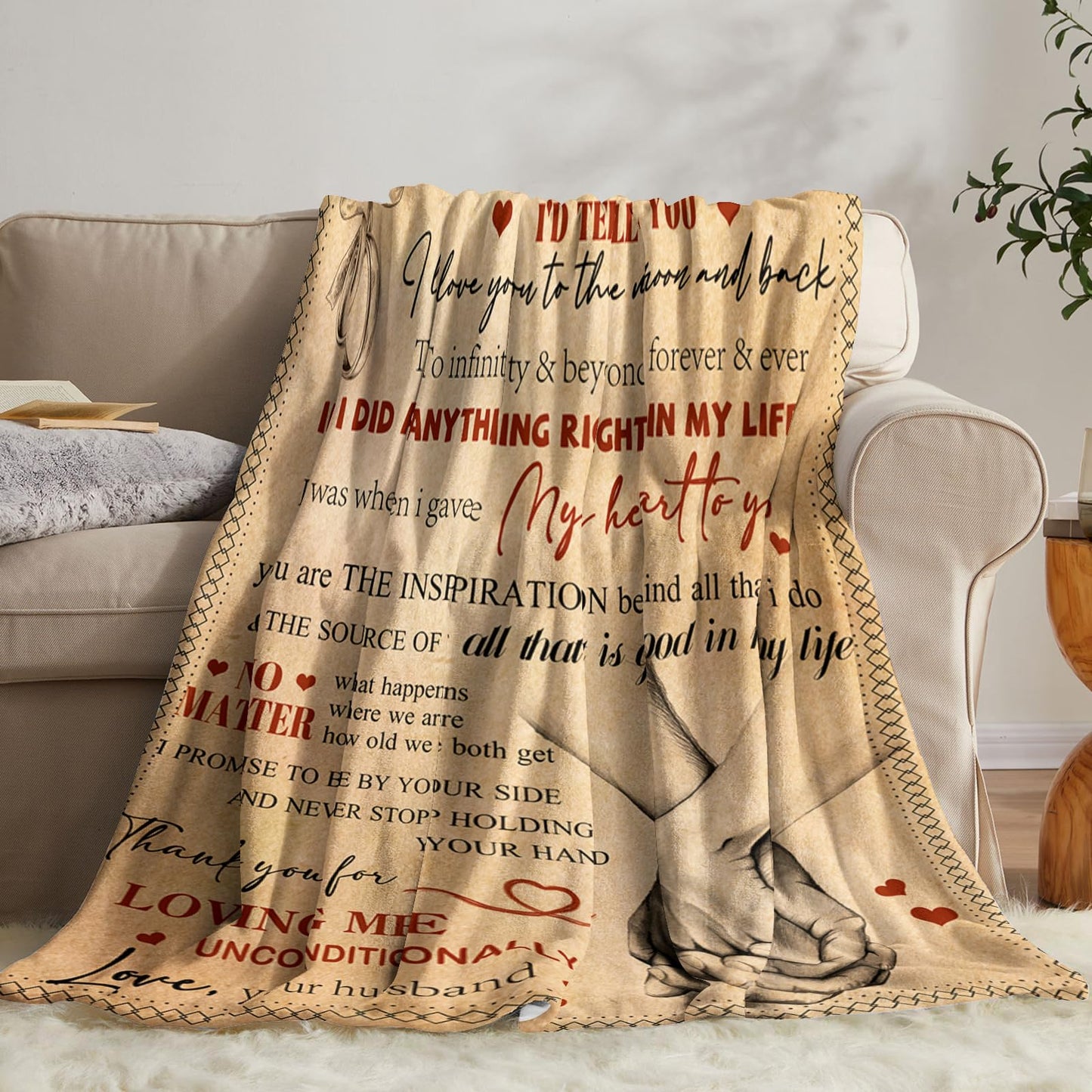 YPURTSD Wife Birthday Gifts from Husband Ideas - Happy Wedding Anniversary Romantic Gifts for Women - I Love You Gift for Her - Mothers Day Birthday Presents for Her - to My Wife Blanket 60"x80"