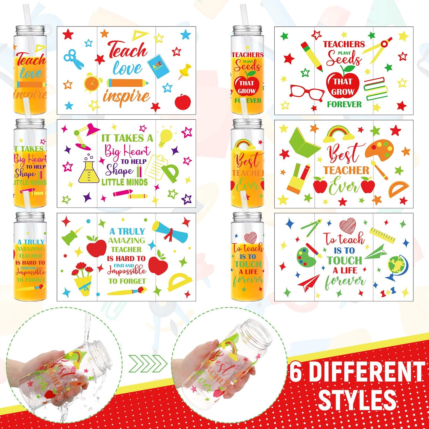 Ziliny 36 Pcs Teacher Appreciation Gift Teacher Cups Bulk 14.2oz Thank You Cups with Lid and Straw Inspirational Cold Drinking Cup for Coworker Stuff