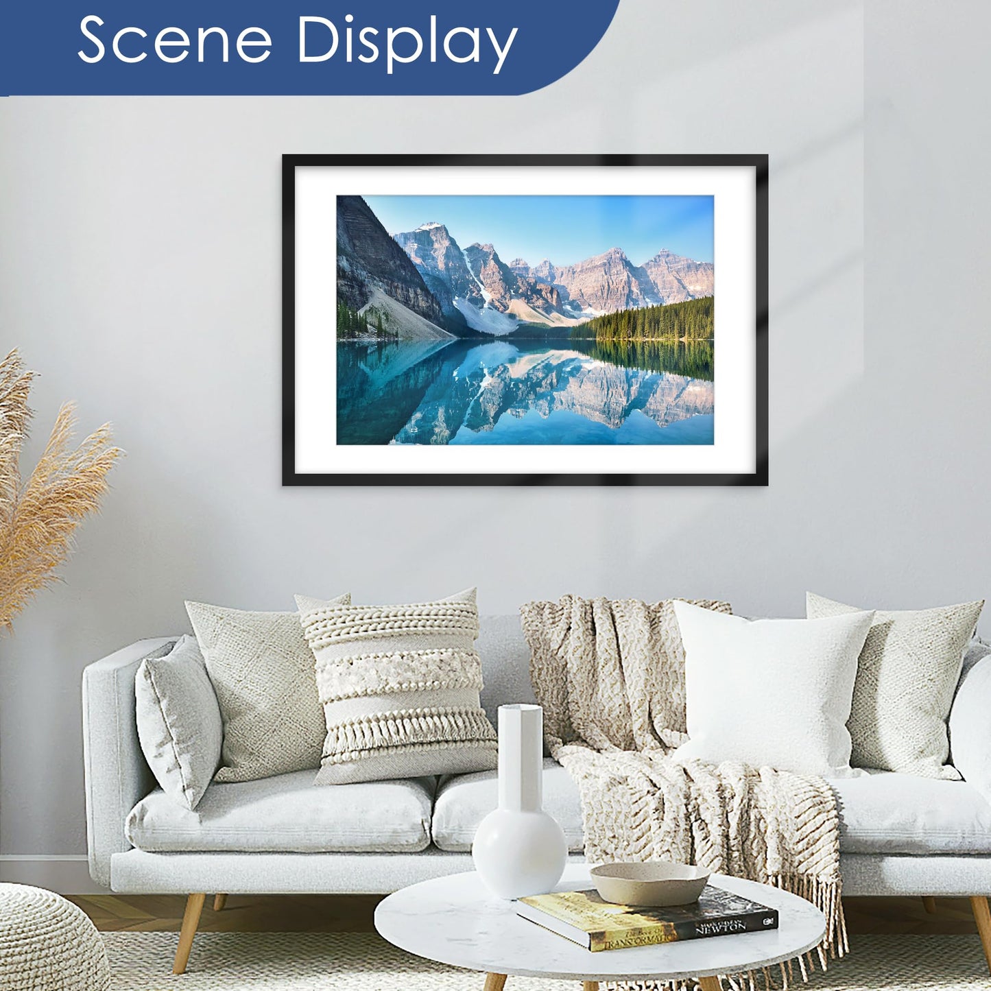 PEALSN 24x36 Poster Frame, Display Pictures 20 x 30 with Mat or 24 x 36 Without Mat, Poster Frames 24 x 36 inches for Wall Mounting Display, Black.