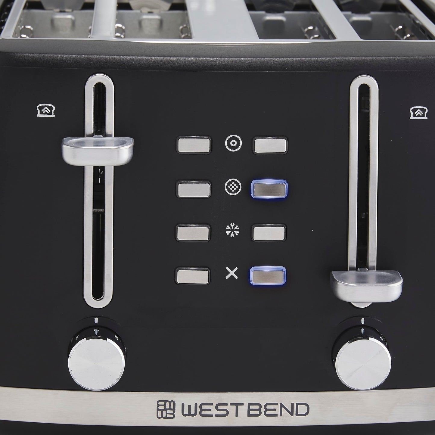 West Bend Toaster 4-Slice Extra-Wide and Deep Slots with 3 Functions and 7 Shade Settings Manual Toast Lift Lever Auto Shut-Off and Removable Crumb Tray, 1500-Watts, Black