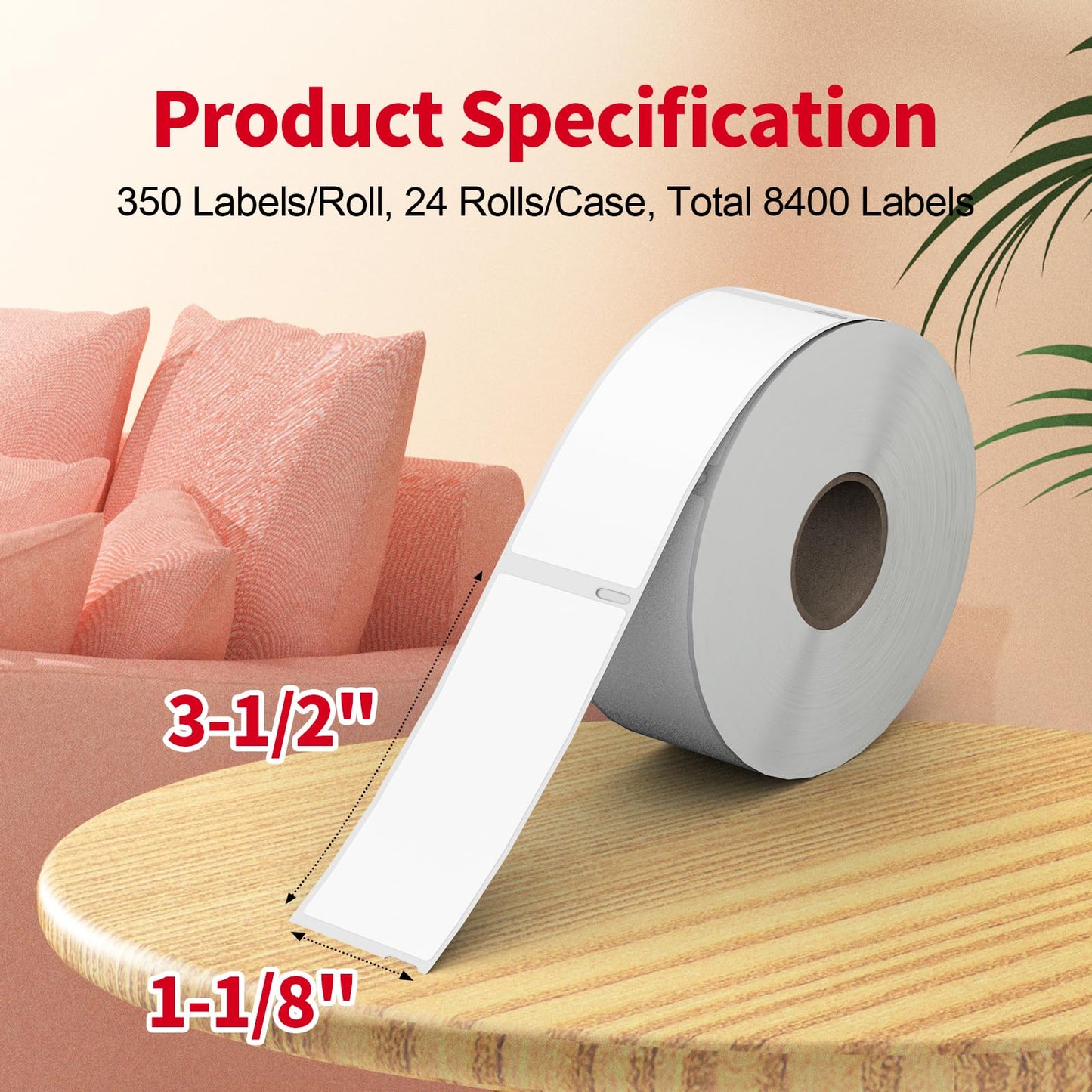 8400 Pcs 1-1/8"x3-1/2 Labels Replacement Work with Dymo 30252 Shipping Labels (NOT FIT Dymo 550 & 5XL),Misofuki 24-Roll Waterproof Direct Thermal Address Label Used with Labelwriter 450,450 Turbo,4XL