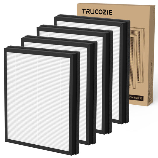 4 Pack Trucozie T356 Replacement Filter for T356 Air Purifier, 3-IN-1 H13 True HEPA and High-Efficiency Activated Carbon Filter for Dust Pet Hair & Odors Smoke, Original Version