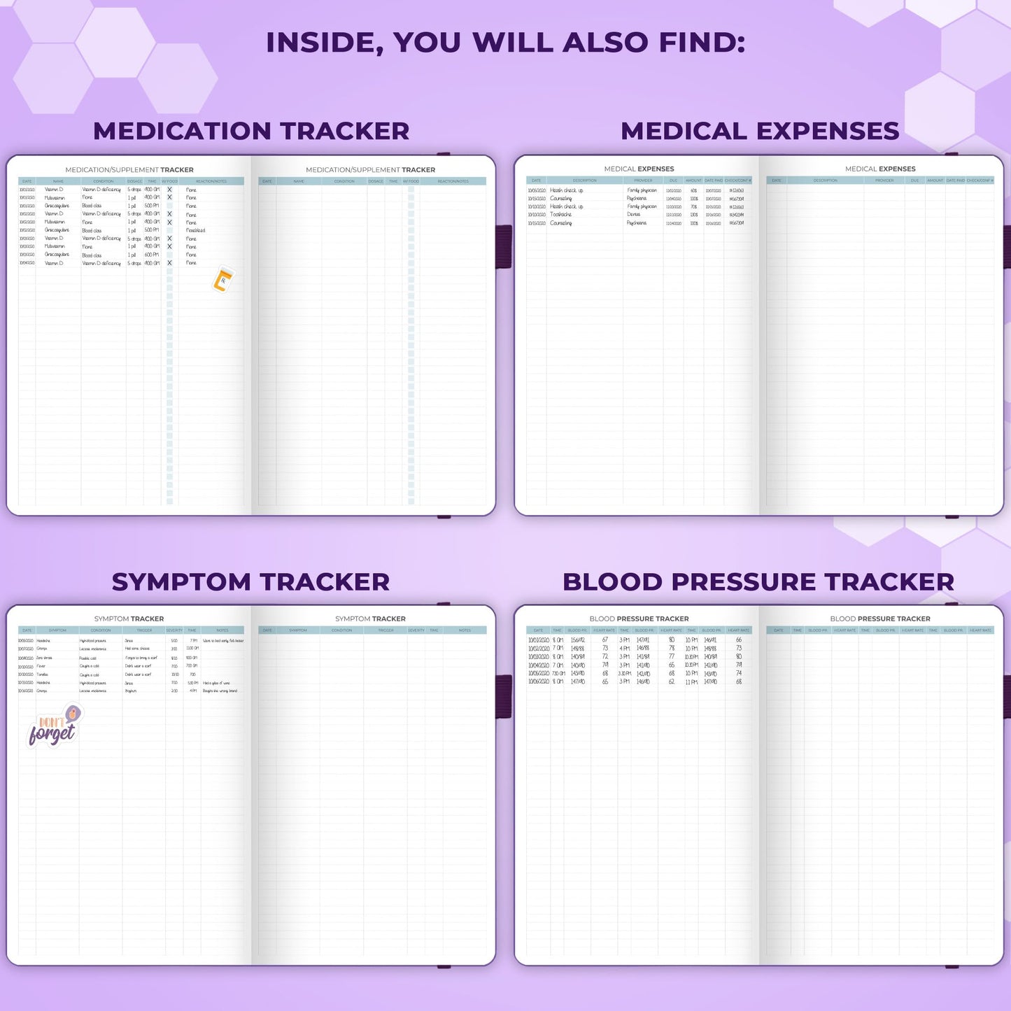 Clever Fox Large Medical Planner 12-Month – Medical Notebook, Health Diary, Wellness Journal to Track Health – 12 Months, 7x10.5″ (Purple)
