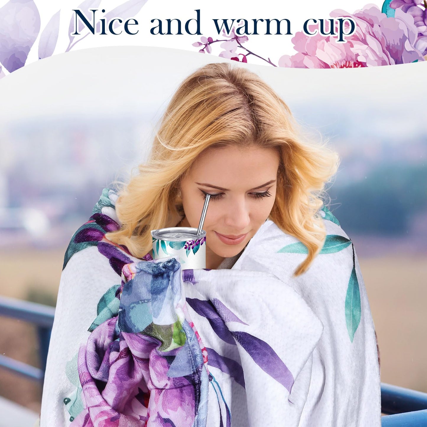HunnmingRe 5 Pcs Mama Bear Gift Box Set for Mom Mother's Day, Birthday Purple Wearable Blanket Hoodie Tumbler Greeting Card Socks Gifts from Son Daughter Husband for Wife Women