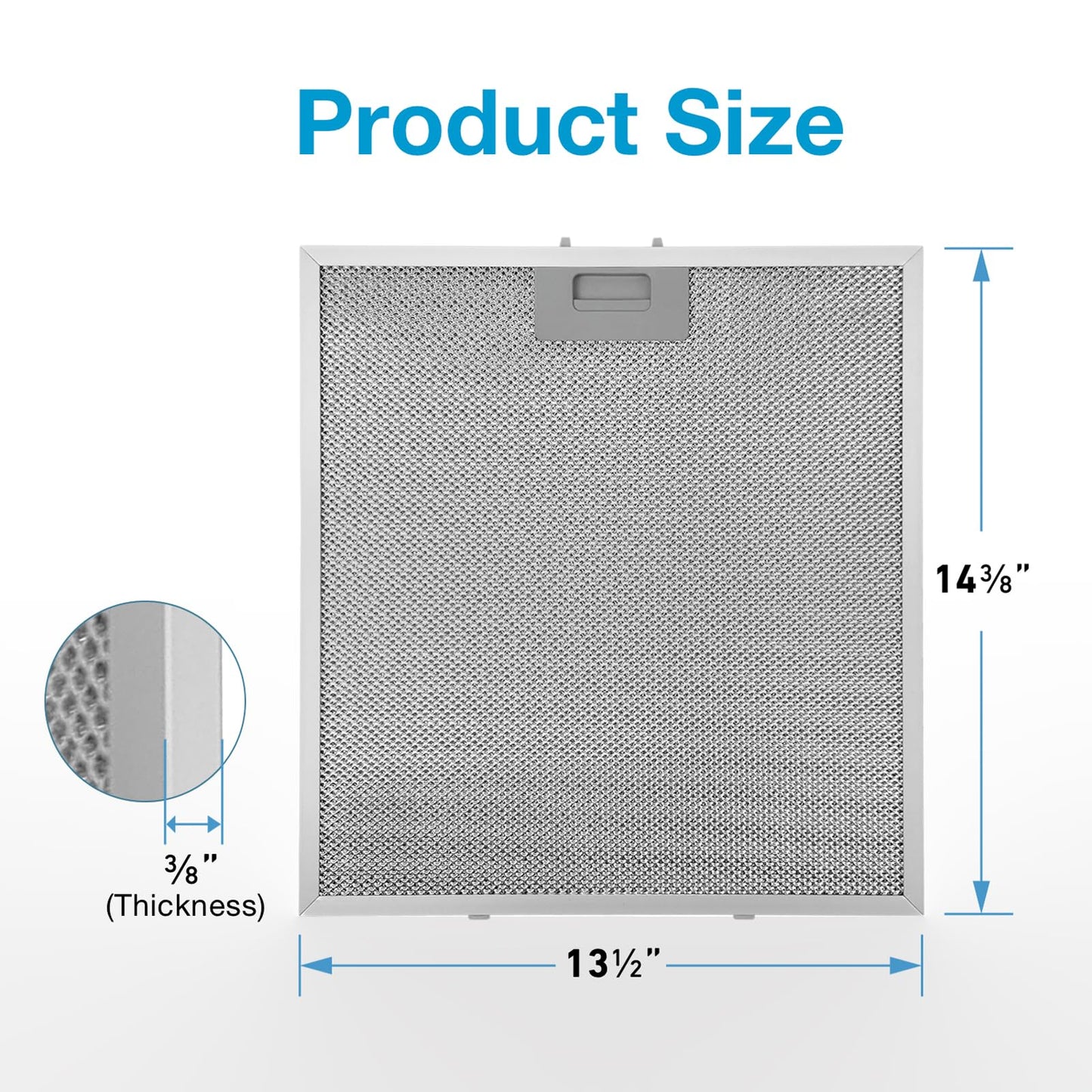 WA0575 Range Hood Filter 14-3/8" x 13-1/2" Compatible with Vissani 30-inch Pyramid or Wall Mount Range Hood, 5-Layer Aluminum Mesh Vent Filter (4 Pack)
