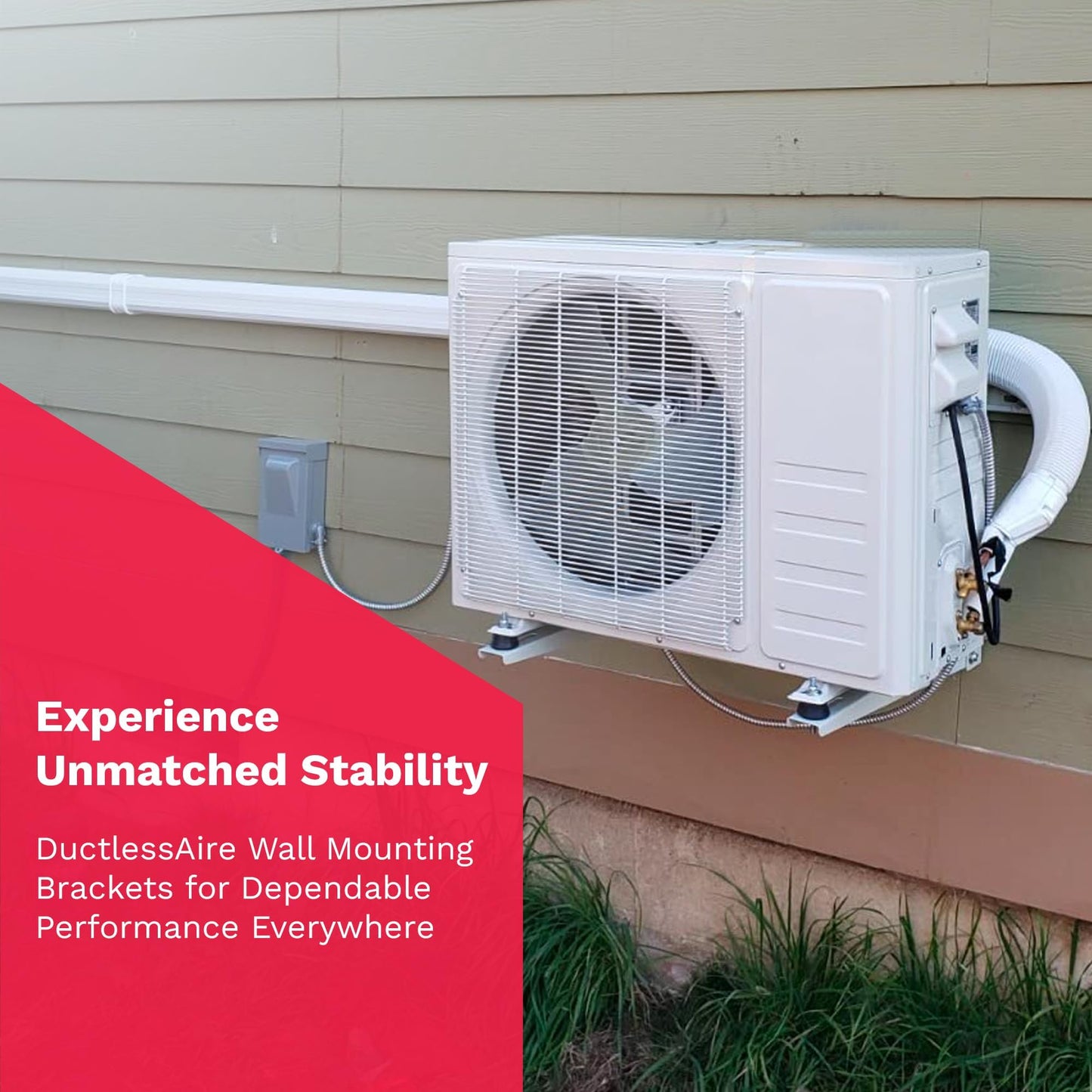 DuctlessAire Outdoor Wall Bracket - Mini Split Mounting Bracket - Ductless Air Conditioner Wall Mount - Mini Split AC/Heating System Accessories for Window AC, HVAC, Heat Pump & More (9000-36000 BTU)