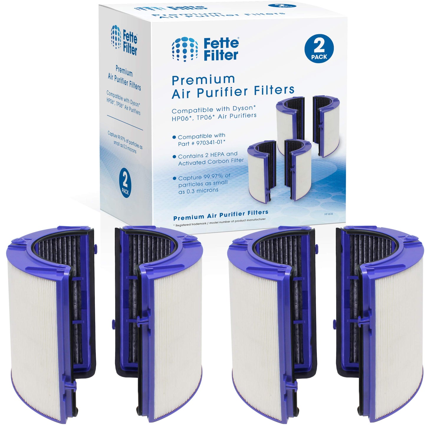 Fette Filter - 2 - Premium Air Purifier Filter Replacement Compatible with Dyson HP06, HP09, TP06, TP09, PH01, PH02, PH03, PH04, HP07, TP07 (Part No.970341-01 & 965432-01) - Pack of 2