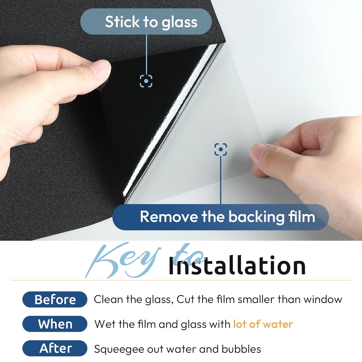 rabbitgoo Blackout Window Film, Removable Window Tint in House Static Cling, Darkening Privacy Heat & Light Blocking, Window Cover Day Sleep for Home Garage Bedroom Black 23.6 x 78.7 Inches
