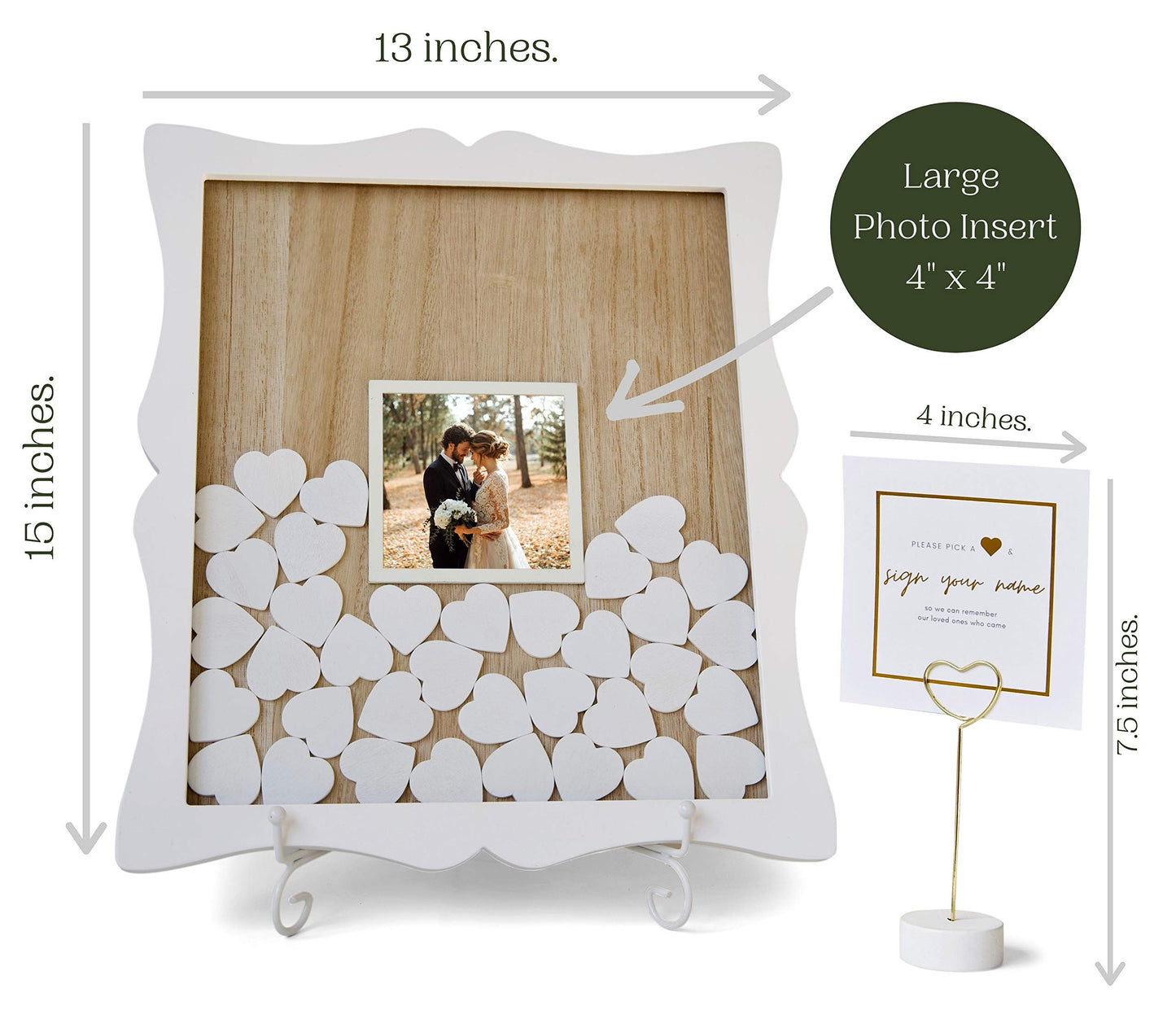 Wedding Guest Book Alternatives | Drop Top Frame 85 hearts | Large photo insert | Unique guestbook alternatives baby shower | guest book alternatives birthday party | retirement | funeral guest book
