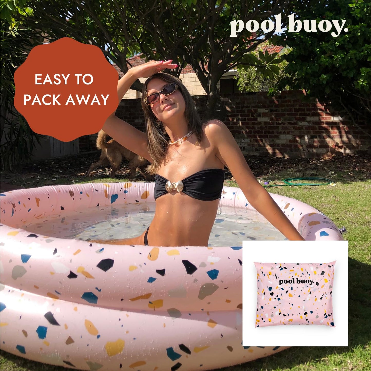 Pool Buoy Round Inflatable Pool with Storage Bag - Premium Outdoor Swimming Pool for Kids, Toddlers, Infants and Adults - Garden and Backyard Pools for Family Summer Pool Party (Call Me Jackie)