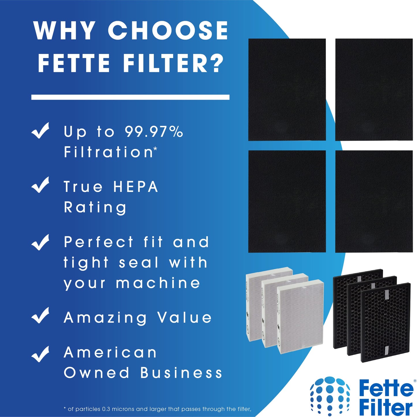 Fette Filter - Air Purifier Replacement True HEPA Filter Kit Compatible with Honeywell InSight Air Purifiers Model HPA5300B HPA5350 & PowerPlus HPA3300 HRF-R3, HRFSC1 Filter S HRF-A300