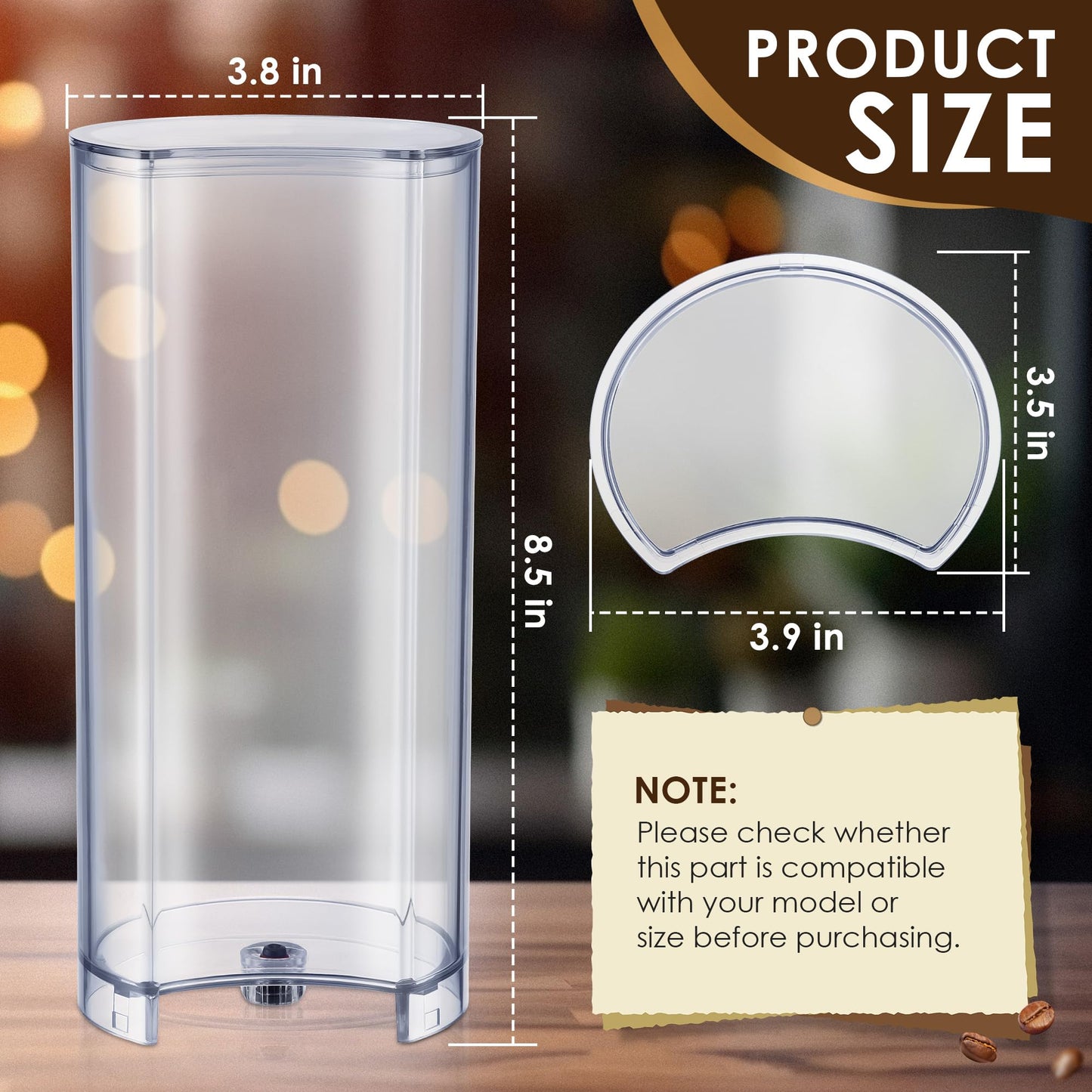 Feekoon Water Tank Reservoir & Lid Cover Replacement Compatible with Nespresso Vertuo Next, Compatible with Krups XN910B XN9105 XN910C Coffee Machine, Coffee Machines Replacement Parts, Clear