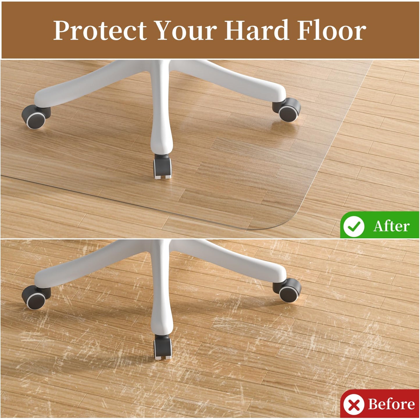 MESHDO Office Chair Mat for Hardwood Floor, 48" X 60" Desk Chair Mat for Hard Floors, PVC Clear Floor Protector for Home and Office Floor Mat - Can't be Used on Carpet