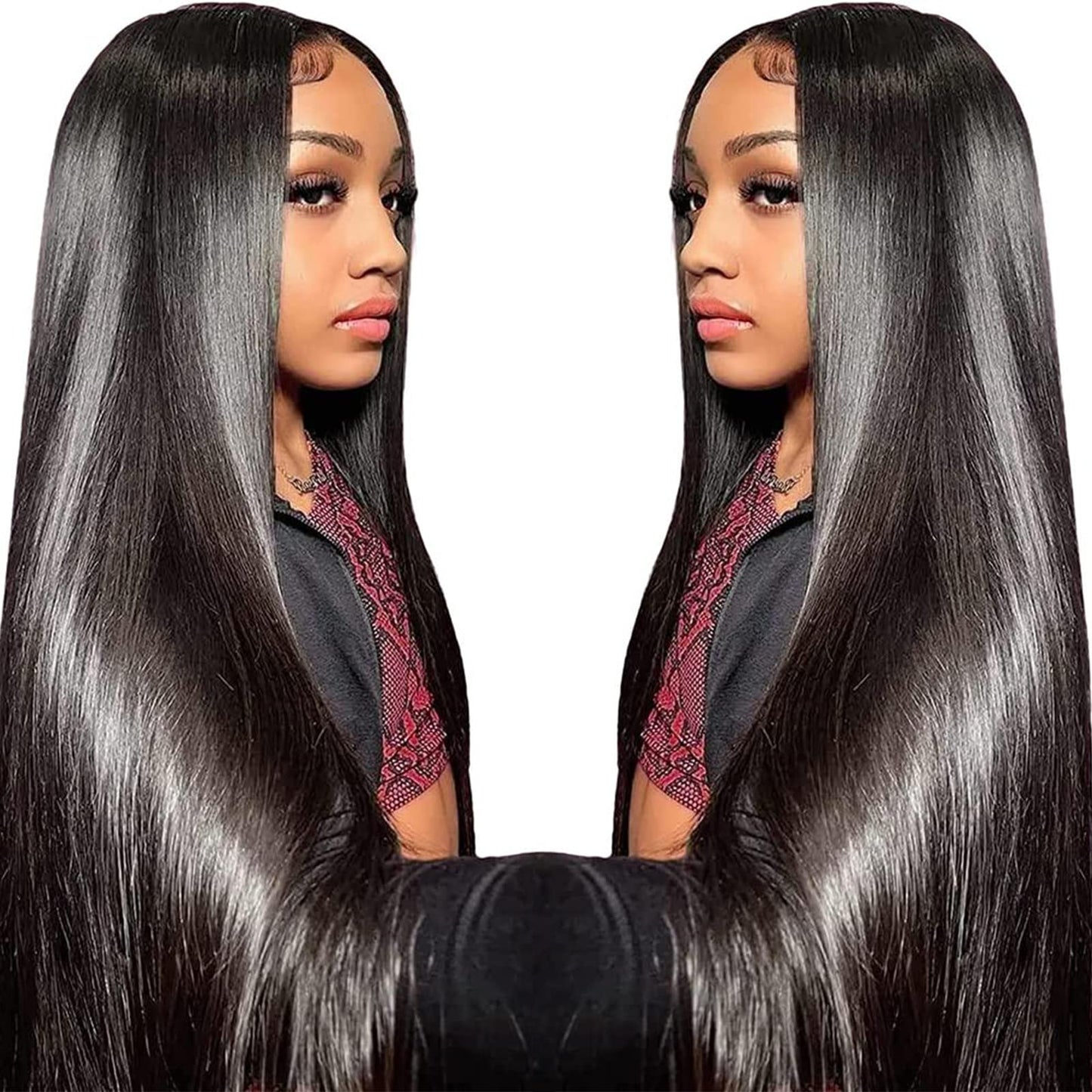 13X6 Lace Front Wigs Human Hair Pre Plucked With Baby Hair 30 Inch Straight Lace Front Wigs Human Hair 180 Density Glueless Transparent HD Lace Frontal Wigs Human Hair for Women Natural Black Color