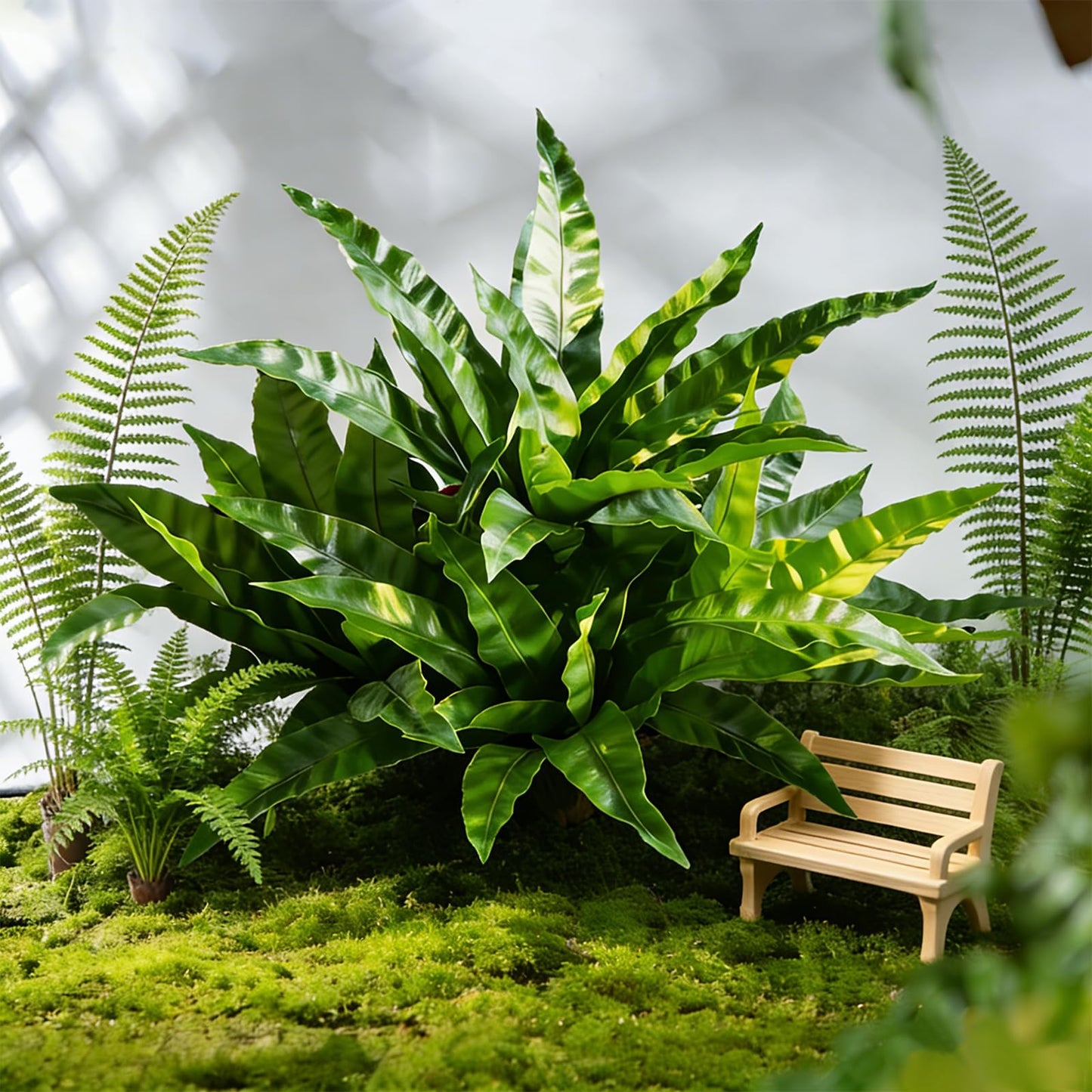 Cherica 8Pcs Fake Ferns,35in Outdoor Faux Plants UV Resistant,3D Real Touch Fake Plants Total 120 Blades,Weatherproof Artificial Plants Outdoor Indoor for Garden Porch Home Office Living Room Decor