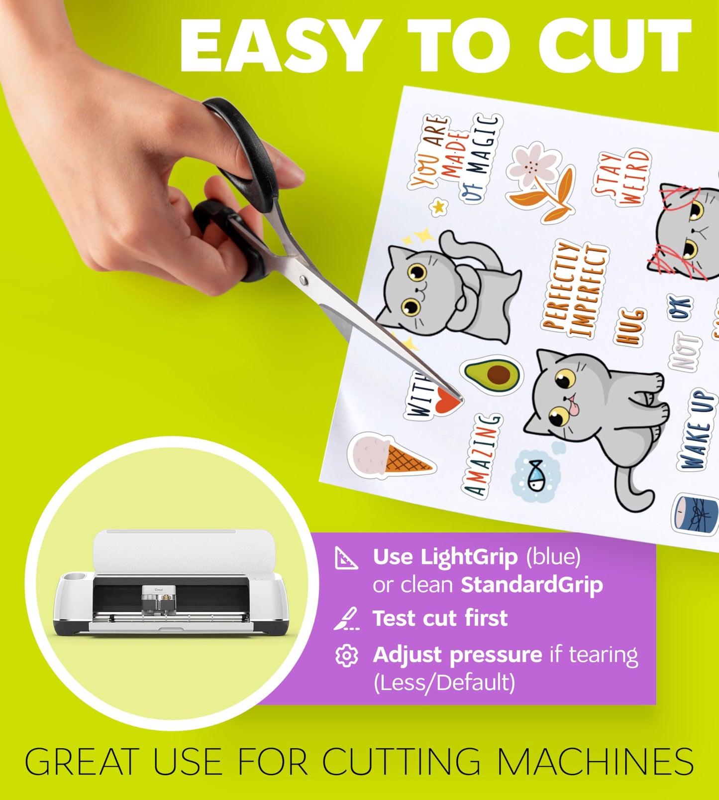 Premium Printable Vinyl Sticker Paper for Inkjet Printer and Laser - 100 White Matte Sticker Paper Waterproof - Durability Adhesive Paper 8.5x11 (Matte, 100 Sheets)