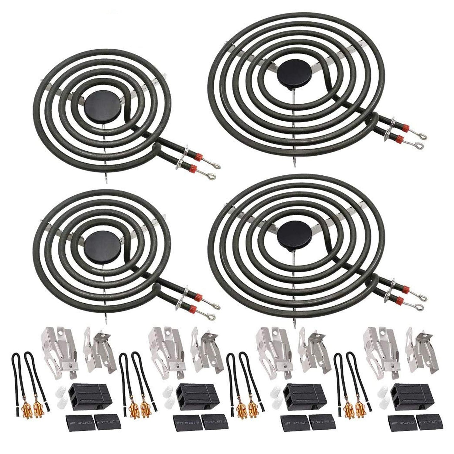 【2026 UPGRADED】MP22YA Electric Range Burner Element Unit Set(2 pcs MP15YA 6" & 2 pcs MP21YA 8") with 4 Pack 330031 Surface Element Receptacle Kit for Whirlpool Ken-more Ranges/Stoves by Beaquicy