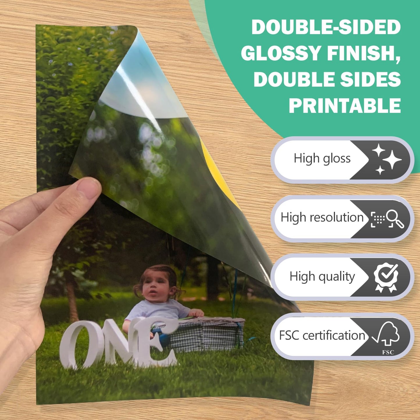 Pikapoka Double Sided Glossy Photo Paper 11x17, Thick Glossy Paper for Cardstock, 100 Sheets 61lb for Inkjet Printer
