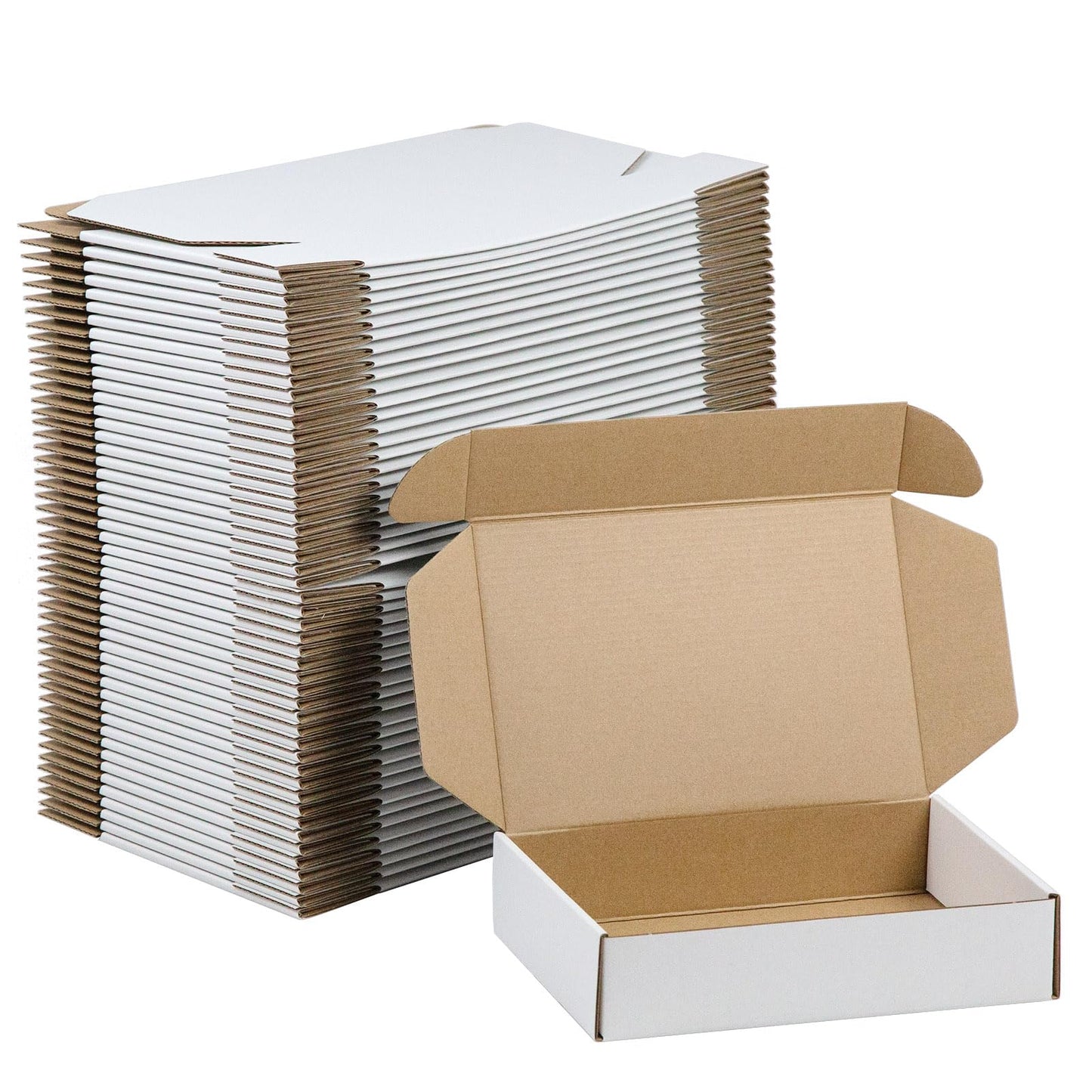 SUNLPH 50 Pack 9x6x2 Inches Small Shipping Boxes, White Corrugated Cardboard Boxes, Moving Mailing Packing Box