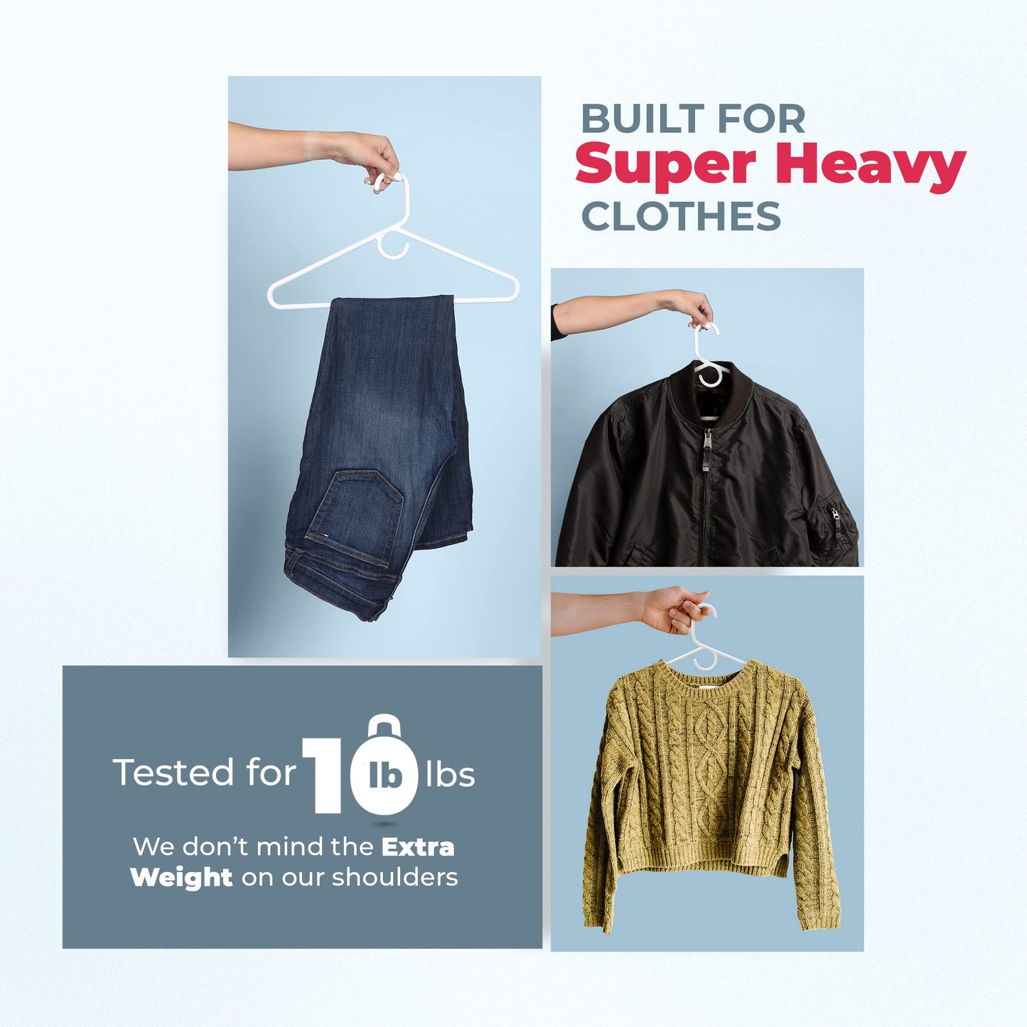 Neaties Super Heavy Duty Clothes Hangers 18 Pack – Made in the USA - 10lb Capacity, Thick Plastic Hangers for Pants, Coats, Jackets, Jeans and Adult Clothing – White