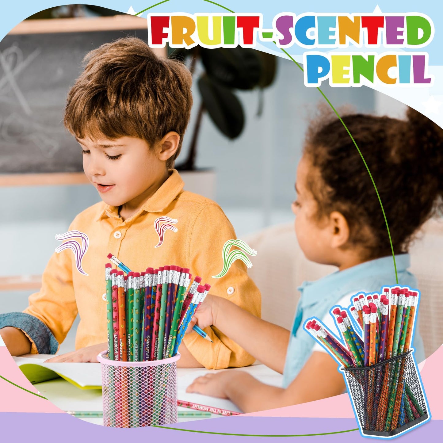 Gersoniel 240 Pcs Scented Pencils Bulk for Kids Inspirational Motivational Cute Fun Fruit Wood Smelly Graphite Pencils with Erasers for School Classroom Office Students Girls Boys Gifts Supplies