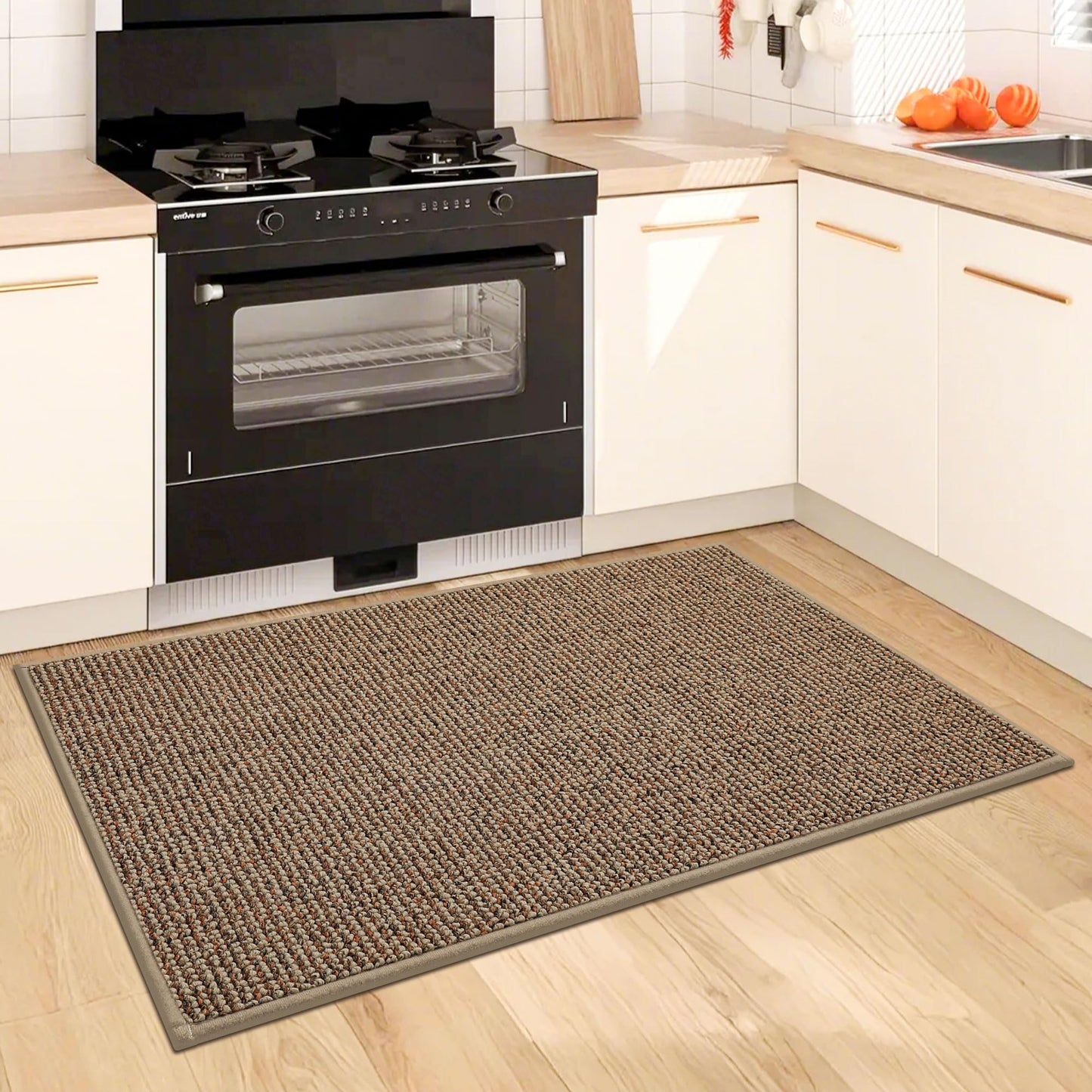 BEQHAUSE Kitchen Rugs 32"x48", Non-Slip Kitchen Mats for Floor, Super Absorbent and Stain Resistant Kitchen Rugs, Machine Washable Rugs for Kitchen, Hallway, Laundry & Sink, Taupe