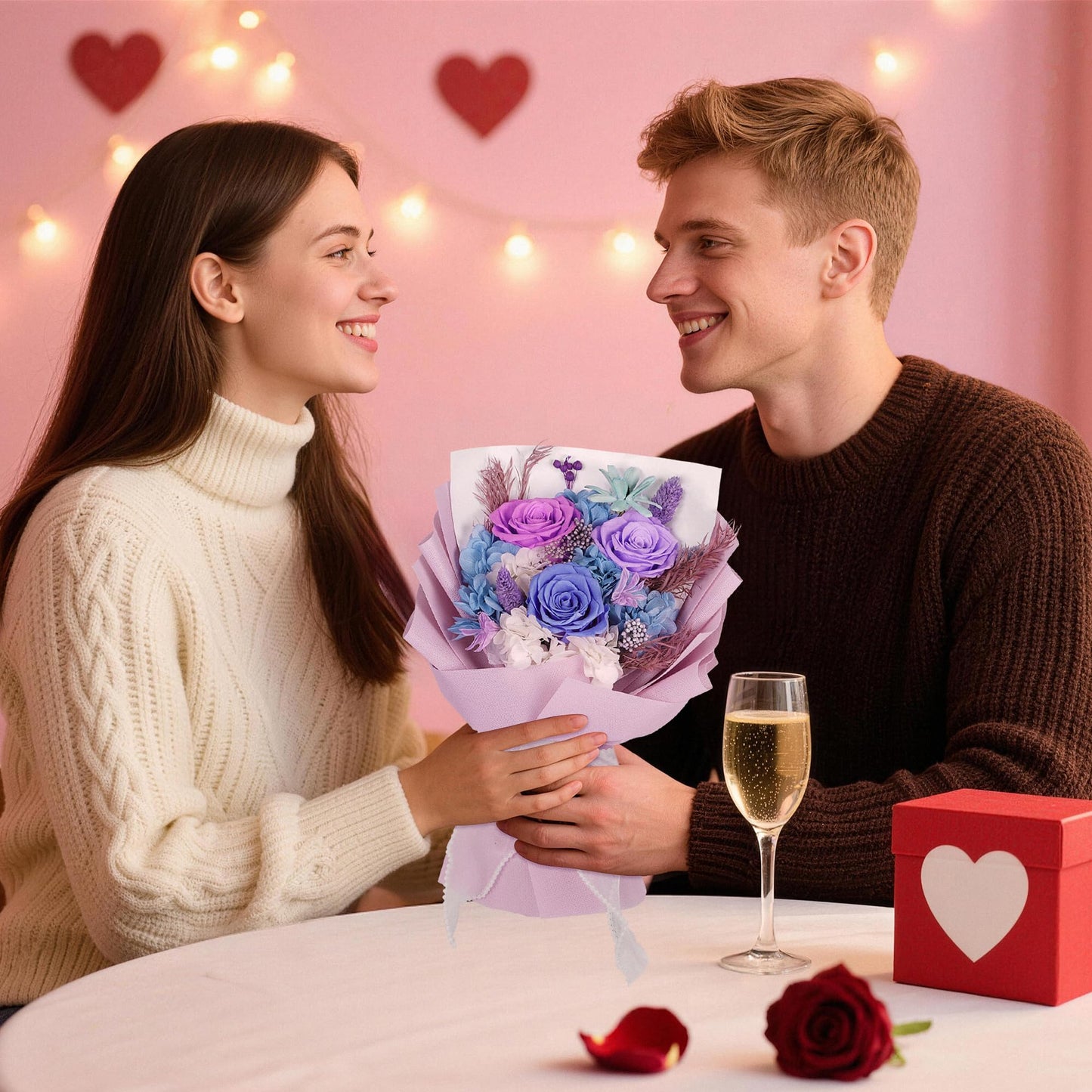 Childom Mothers Day Rose Gifts for Mom,Birthday Gifts for Women,Preserved Flowers for Delivery,Mothers Day Flowers Gift for Wife,Grandma,Purple Real Roses Bouquets for Her,Anniversary,Valentines Gifts