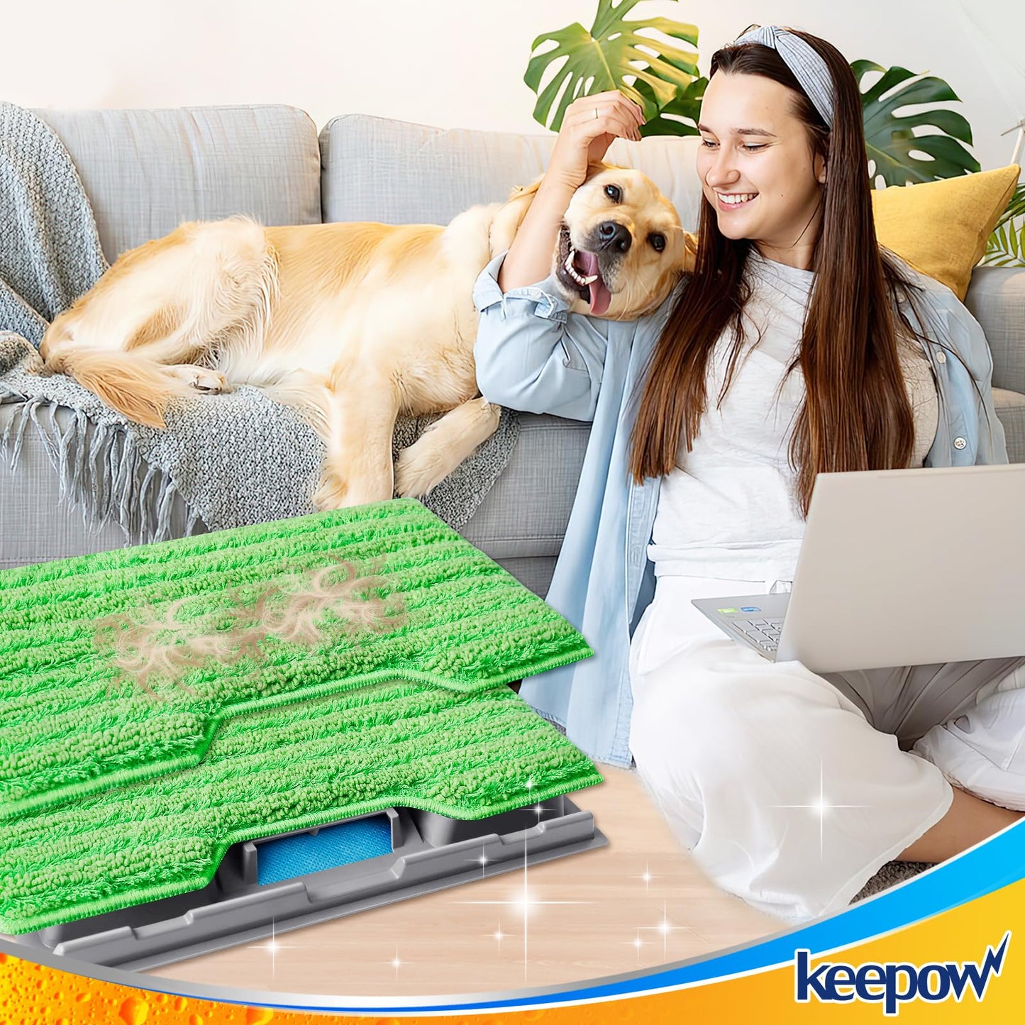 KEEPOW Reusable Mop Pads Refills, Mop Replacement Pads Compatible with Shark Vac Mop VM252 VM180 VM401 VM200 VC205 VM250 QM250 VM190, Hardwood Floor Mop Pad with Upgraded Dirt Chamber (1+2+3 Pads)