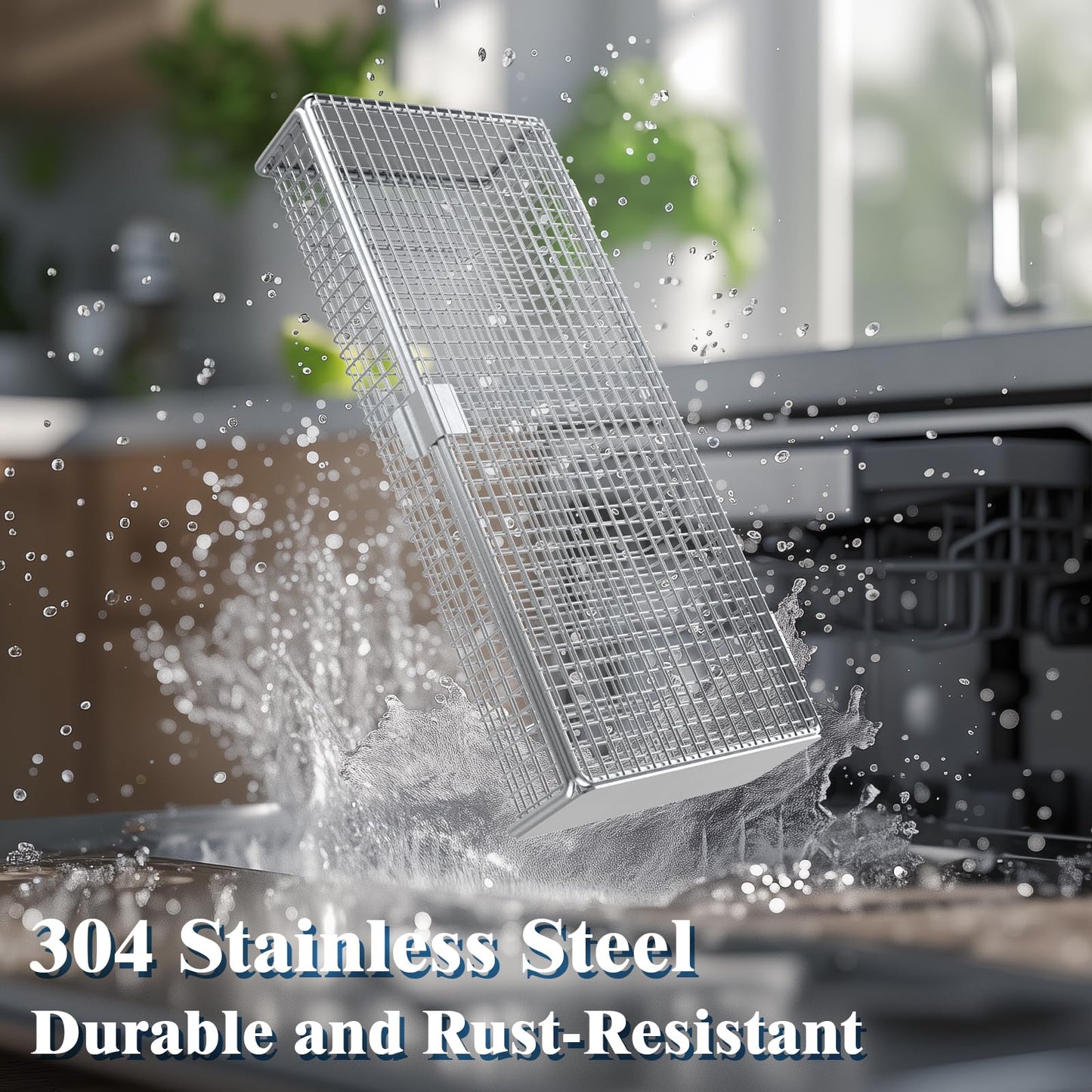 Dishwasher Basket for Small Items, 304 Stainless Steel Dishwasher Basket, Bottle Parts, Scoops, Forks, Chopsticks Cleaning (2 PCS)