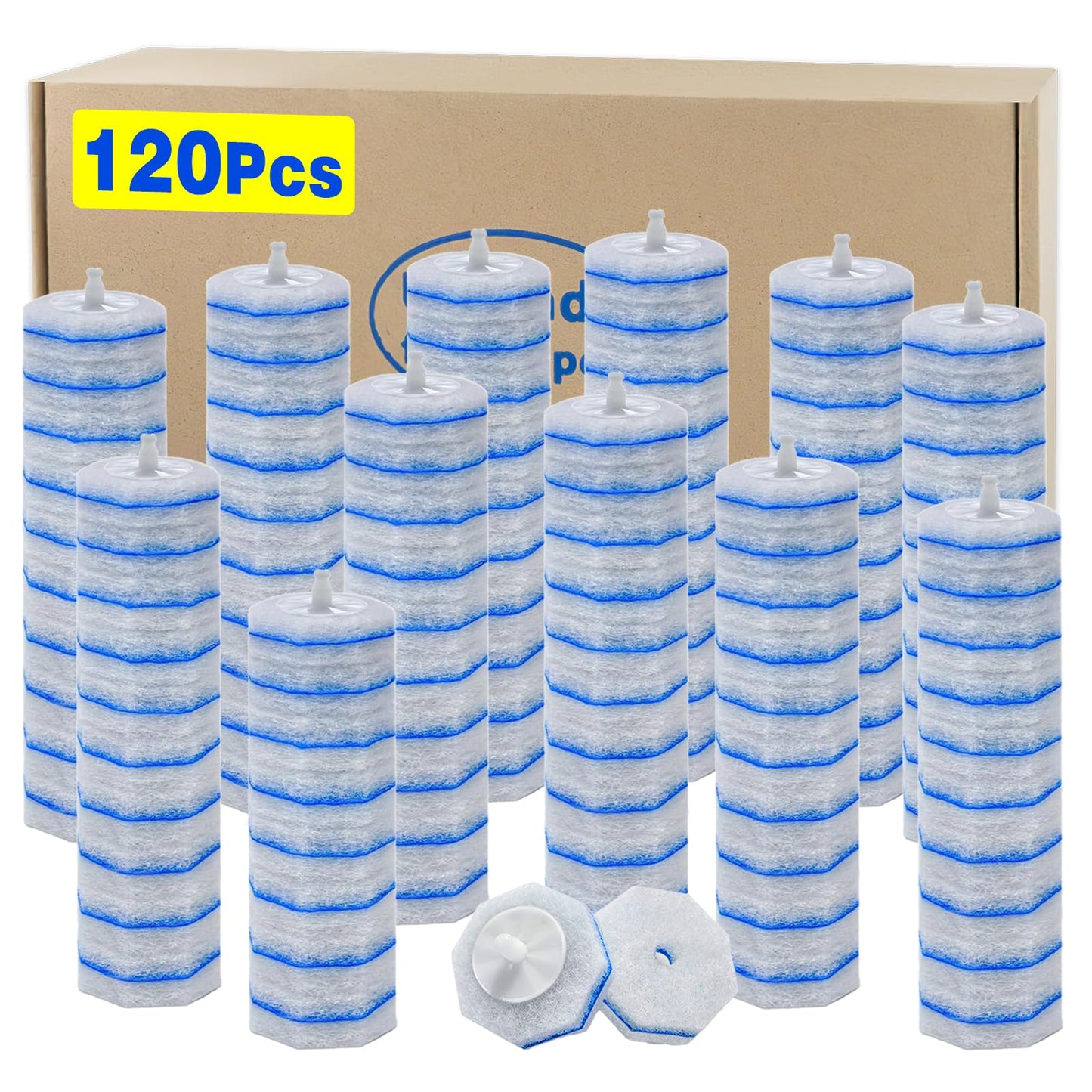 120 Count Toilet Bowl Wand Refills for Clorox, Disposable Head Compatible with Clorox Toilet Bowl Wand Cleaning System, Upgrade Fiber Bowl Cleaner Brush for Closestool Cleaning.