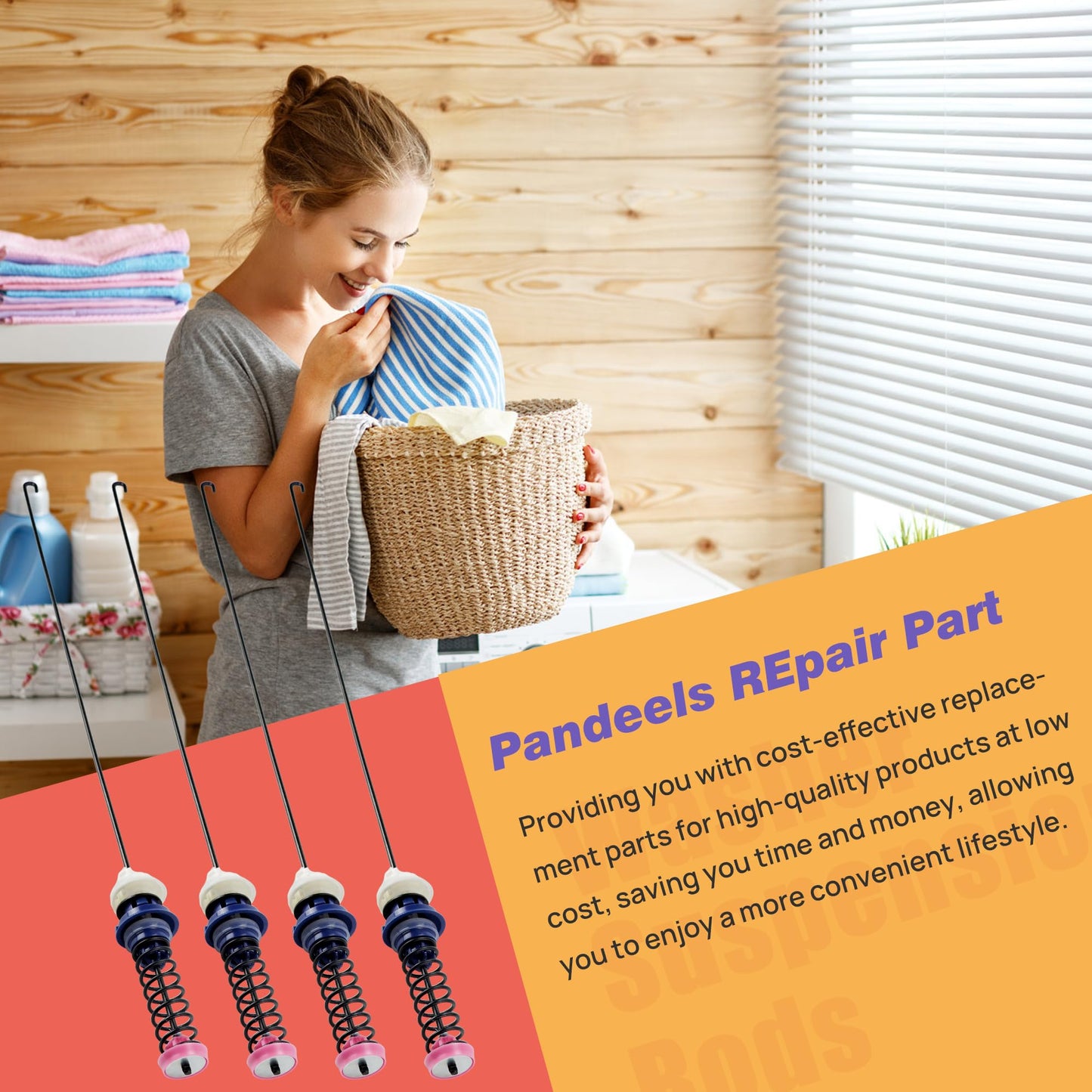 W10440786 Washer Suspension Rods for Whirlpool, for Maytag Washing Machine - Replaces W10368626 W10368627 W10440739 | Upgraded by PANDEELS