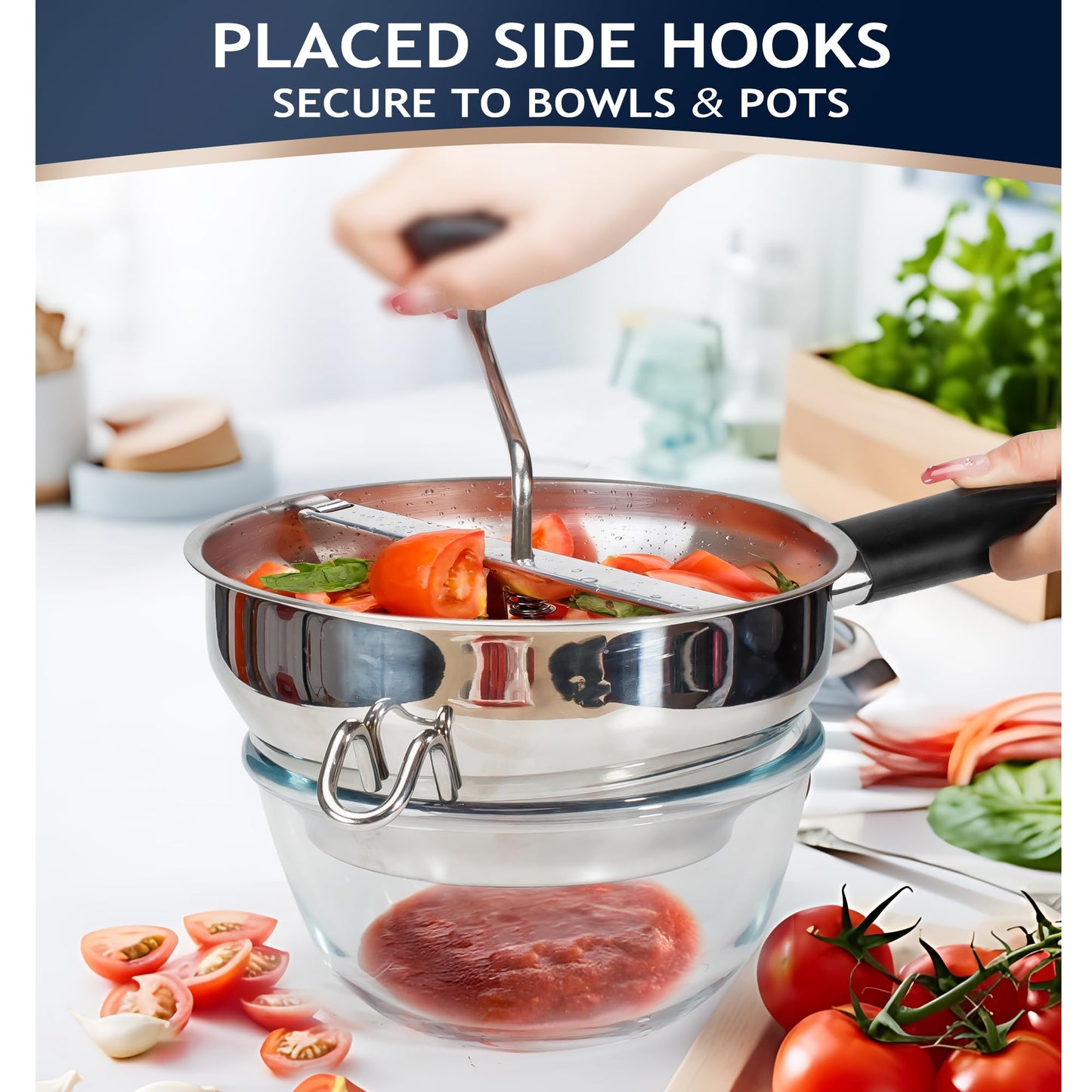 Stainless Steel Food Mills With 3 Milling Discs,Ergonomic design Of Rotary Food Mills For Tomato Sauce,Potatoes,Jams with Silicone Handle Dishwasher Safe, Multifunctional Spoon,Orange