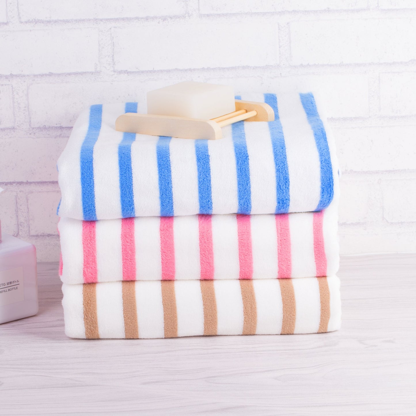 JML Microfiber Beach Towels, Large Bath Towel Set for Adult, 6 Pack, 27" x 55" - Cabana Stripe - Absorbent, Quick Dry for Pool, Bathroom, Sport, Yoga, Camping, Swimming, Dorm, Summer Party, Blue