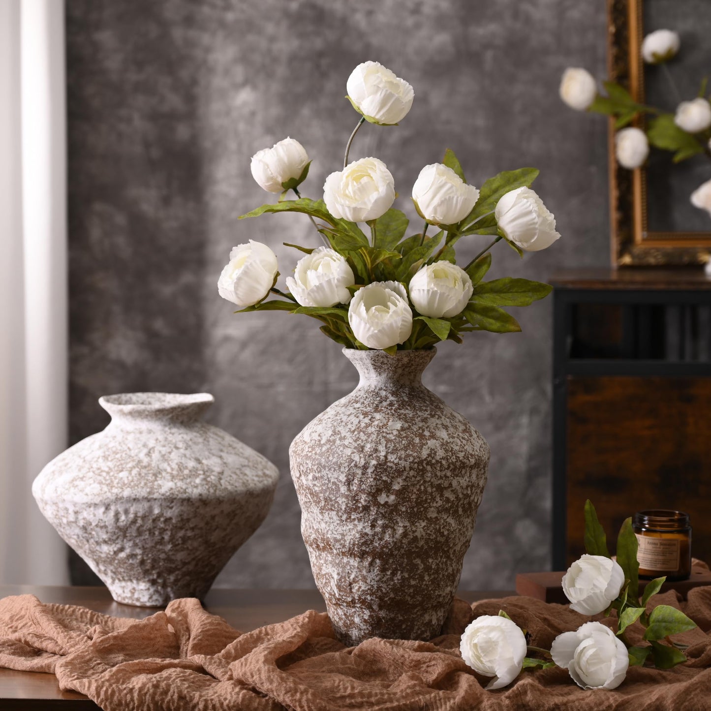 Waipfaru 6 Pcs Faux Peonies Artificial Flowers for Vase, 27" Fake Silk Peonies Flowers for Wedding, Vase Filler White Flowers for DIY Bouquets Centerpieces Bridal Shower Office Decor