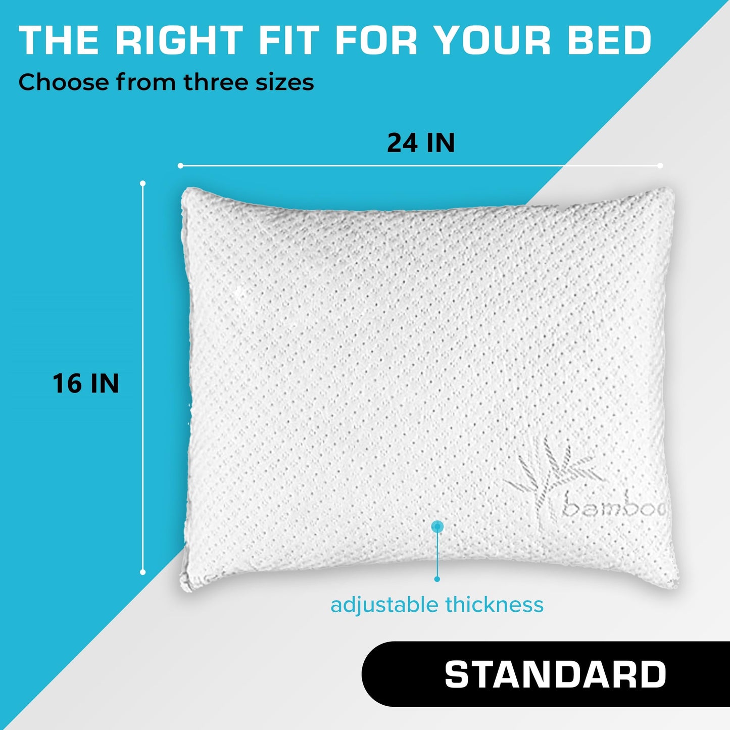 Xtreme Comforts Standard Bed Pillow for Sleeping | Adjustable Shredded Memory Foam Pillows with Removable Cooling Cover | Fluffy Pillows Support for Side, Back & Stomach Sleepers