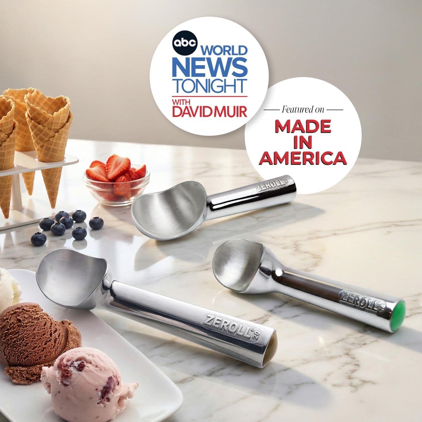 Zeroll, Size 10, in Silver 1010 Original Ice Cream Unique Liquid Filled Heat Conductive Handle Simple One Piece Aluminum Design Easy Release 20 Scoops per, 4-Ounce