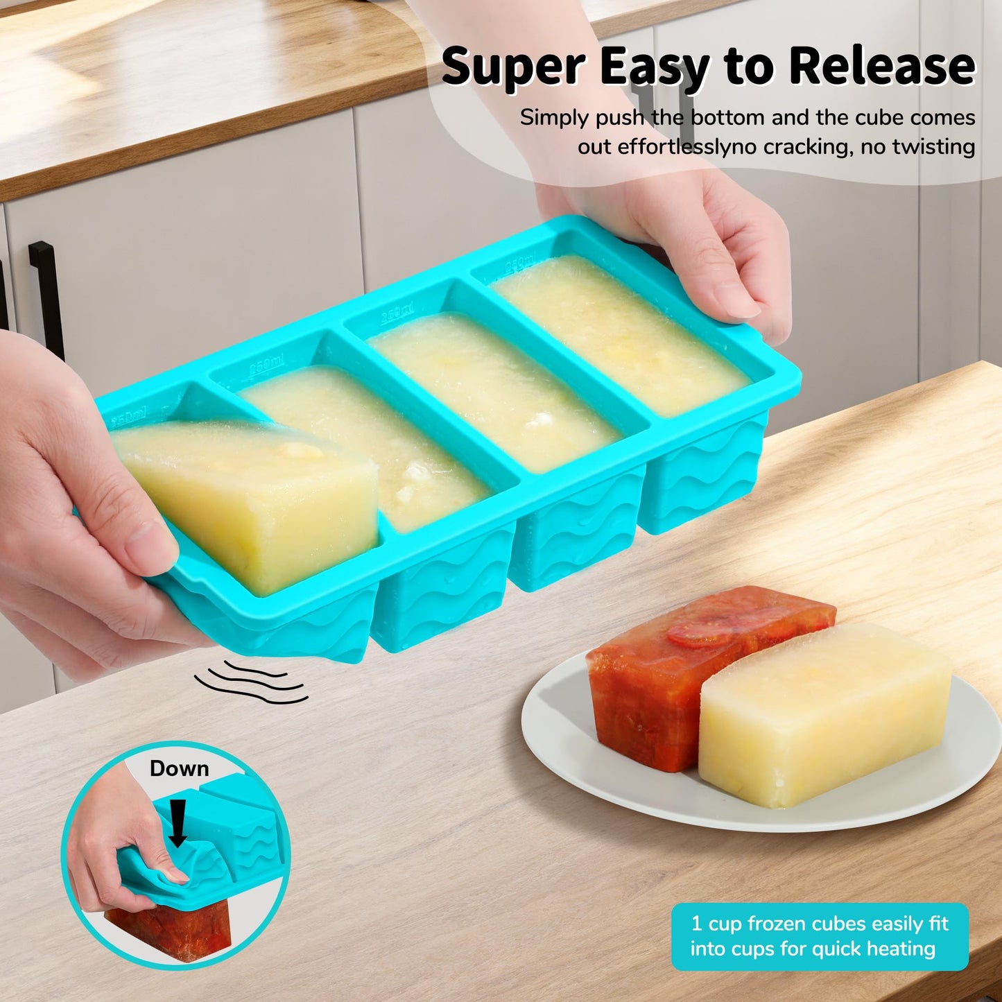 3-Pack Silicone Freezer Trays with Lid,2 Large 2-Cup(500ml)&4 Medium 1-Cup(250ml)&6 Small 1/2-Cup(125ml) Soup Freezer Container Molds,Ice Cube Tray For Meal Prep&Freezing Soup,Stews,Sauces