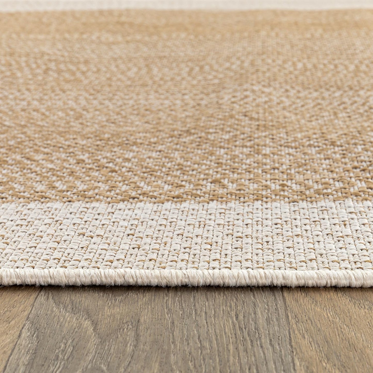 Rugshop Natural Braided Geometric Reversible Weather Resistant Indoor/Outdoor Runner Rug, for Hallway, Entryway and Kitchen, 2' x 7'