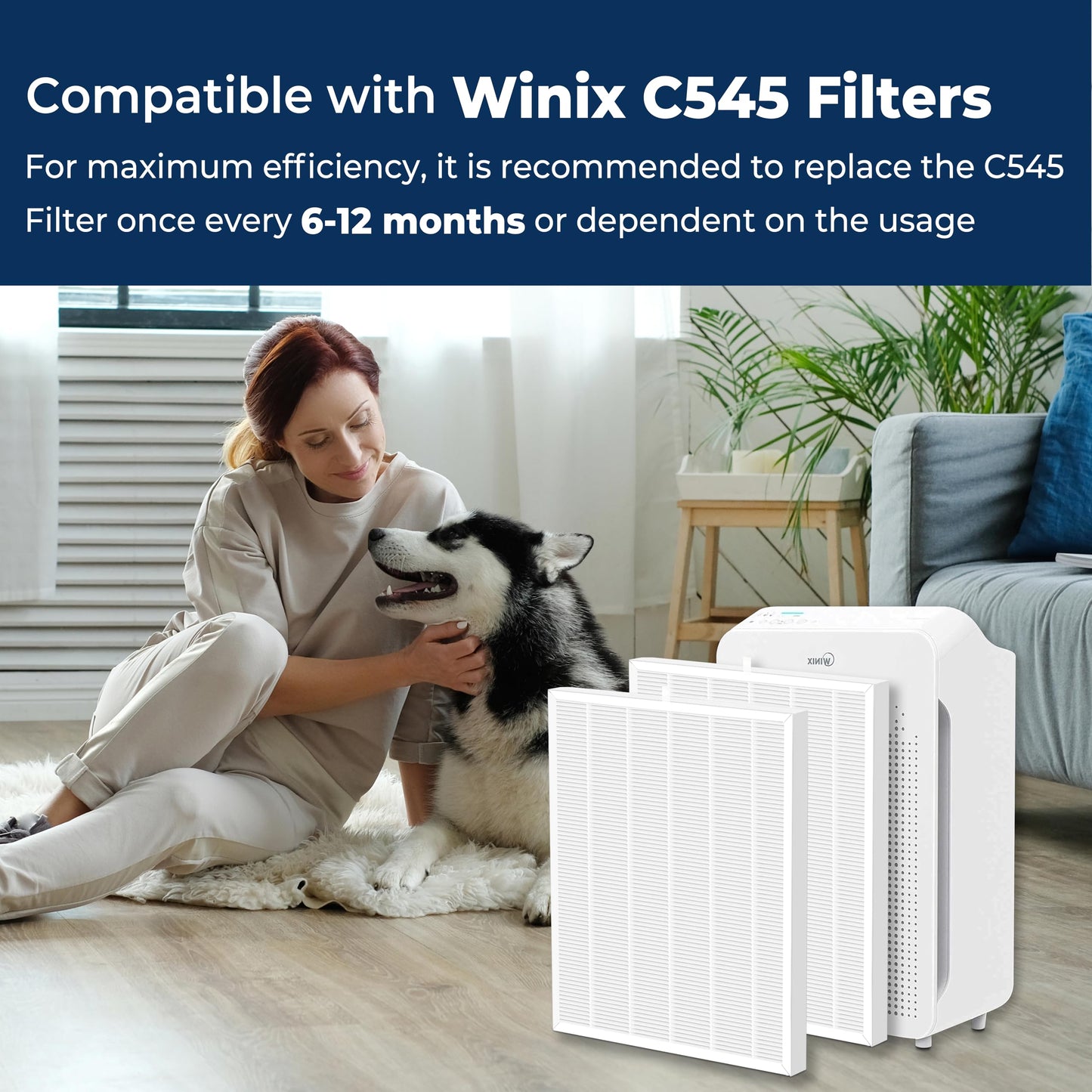 Facecool [Upgraded C545 Replacement Filter S Compatible with Winix C545 Air Purifier, 2 True HEPA/Activated Carbon Combo Filters + 4 Carbon Pre-Filter, Part# 1712-0096-00, 2522-0058-00