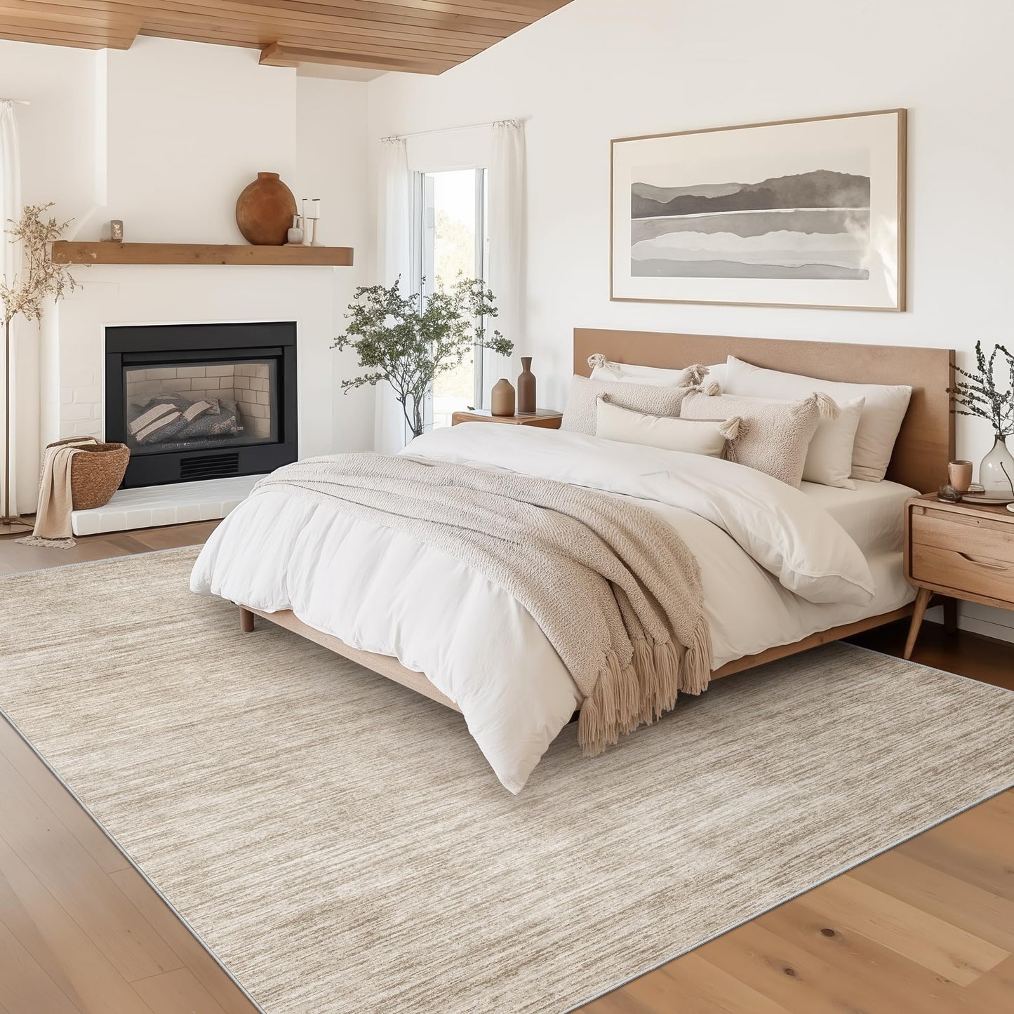 Valenrug Washable Rugs 5x7 - Non Slip 5x7 Area Rugs for Living Room, Stain Resistant Area Rugs for Bedroom, Foldable Machine Washable Area Rug(5'x7', Brown)